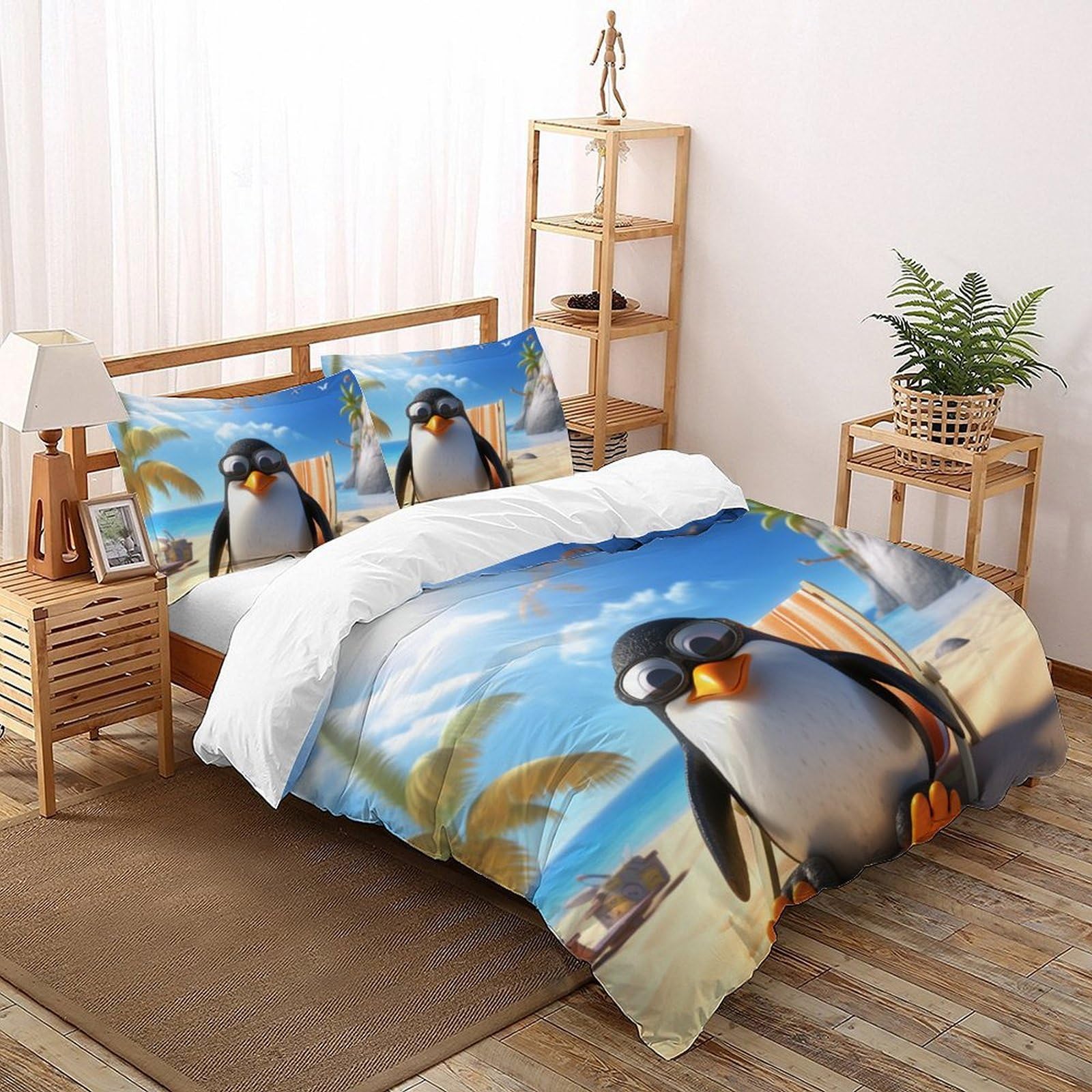 Housse de couette animaux 3D douce et facile d'entretien 3 pièces King pour enfants