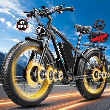 9000W Peak Dual Motor Ebike, 1972Wh 58V Max-Output Adults Electric Bike, 105 Miles Range 47MPH Top Speed Fast E-Bike, 24"4.0 Fat Tires Mountain Bicycles for Sand Beach & Off-Road