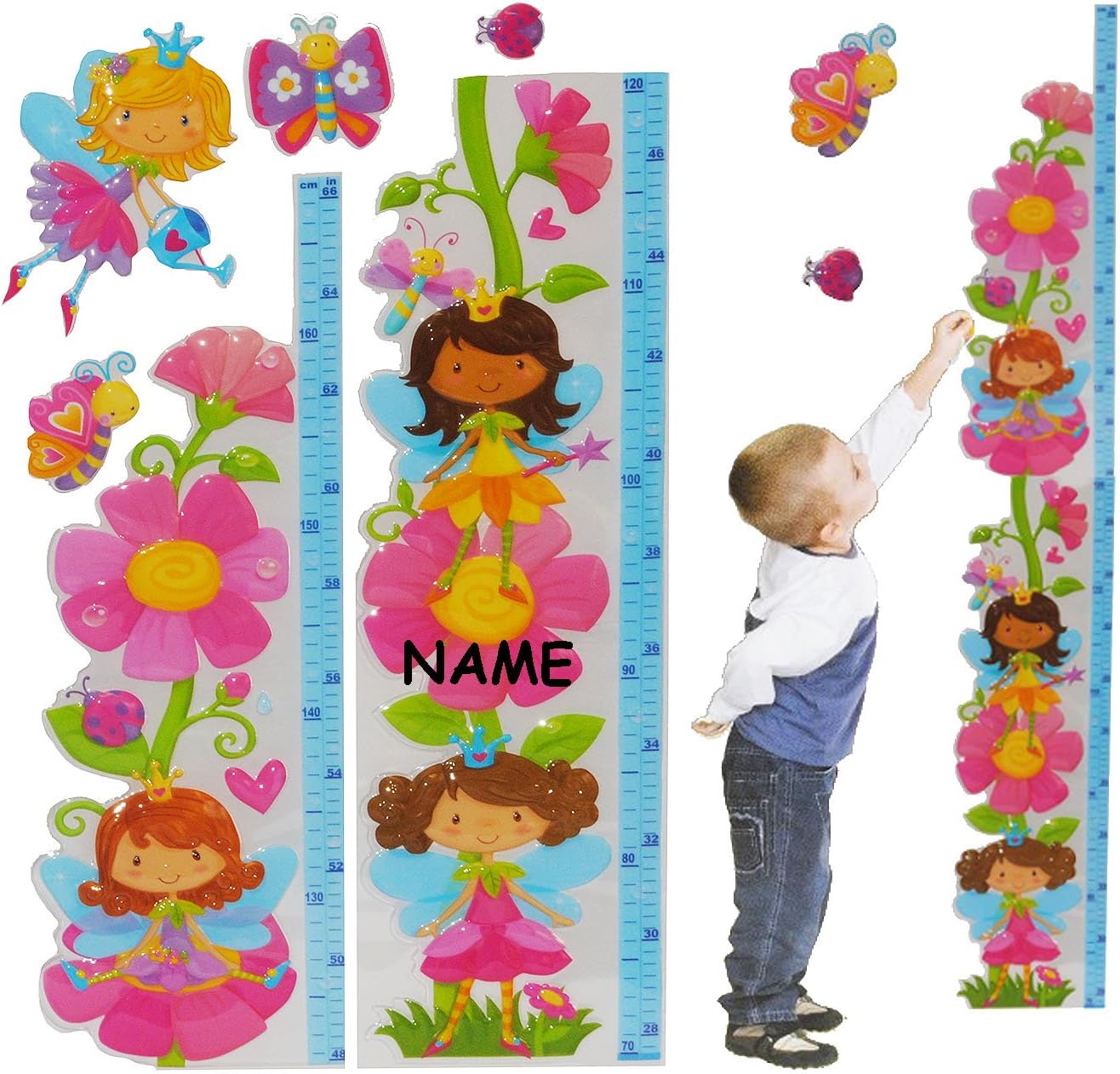 3D Messlatte Aus Holz Mit Eulen & Tieren | Klappbar 80-155cm | Personalisiert Mit Namen | Für Kinderzimmer