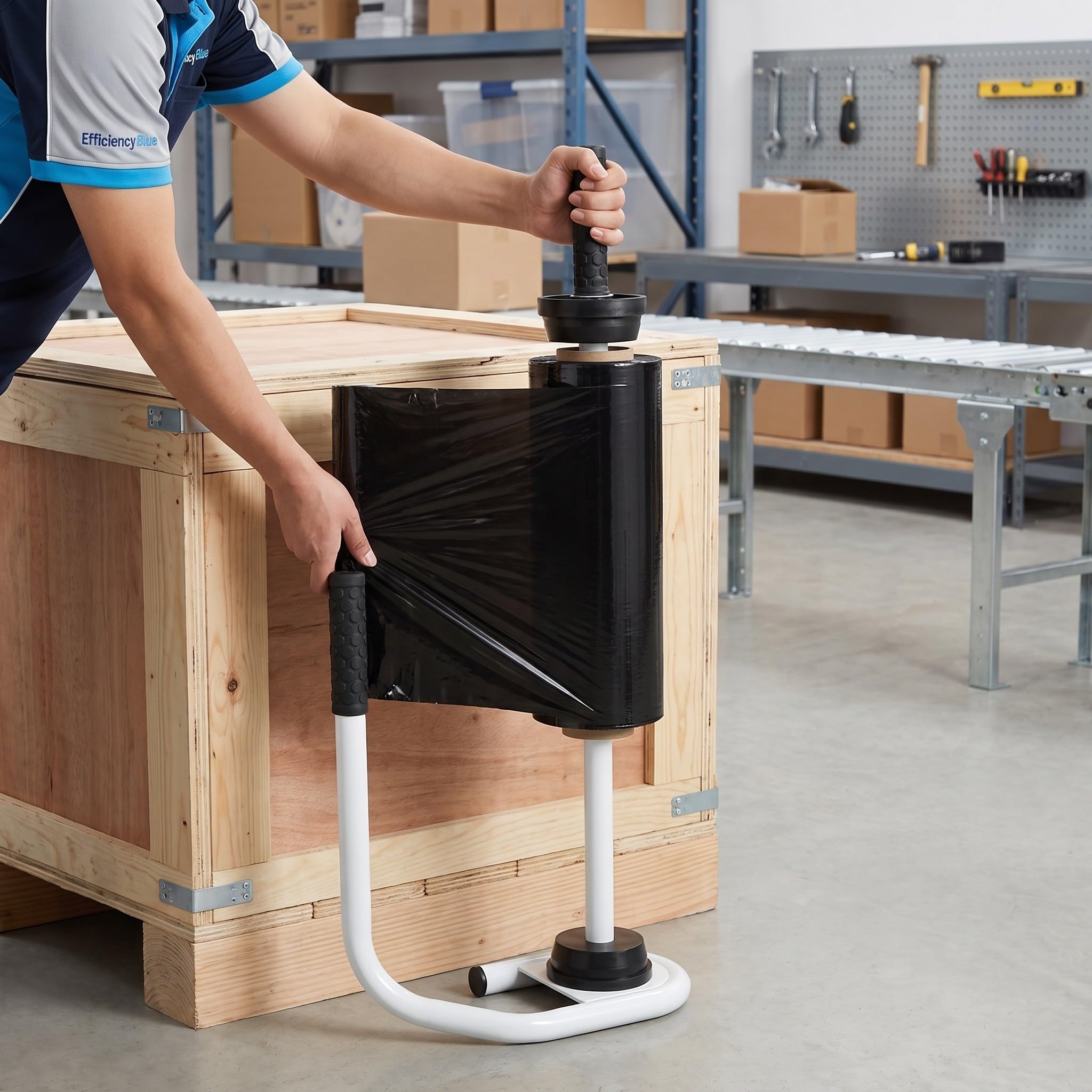 Homoyoyo Distributeur de Film Étirable et Manuel en Fer Blanc Poignée Ergonomique Réglage de Tension pour Emballage Commercial et Opérations en Entrepôt