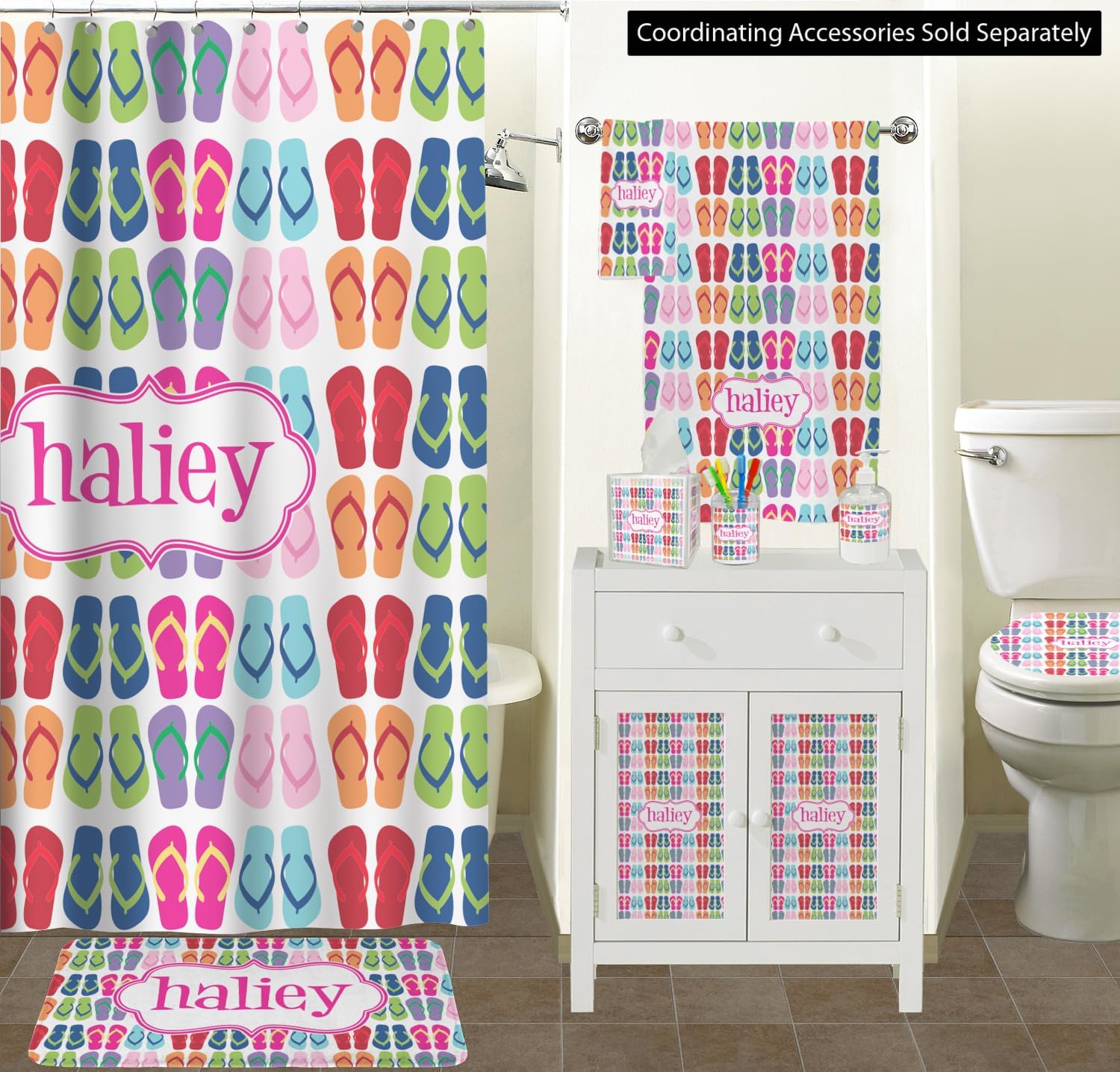 Personalized Flipflop Waste Basket - Double Sided (Black)