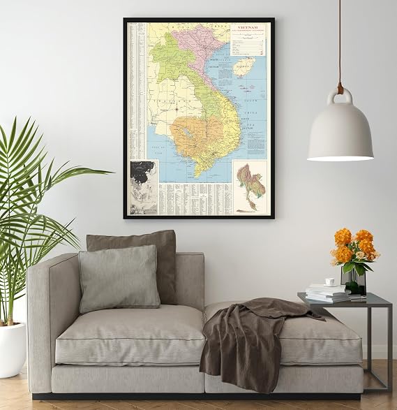 Historic Pictoric Map : Vietnam 1965, Vietnam and neighboring countries, Antique Vintage Reproduction : 18in x 24in