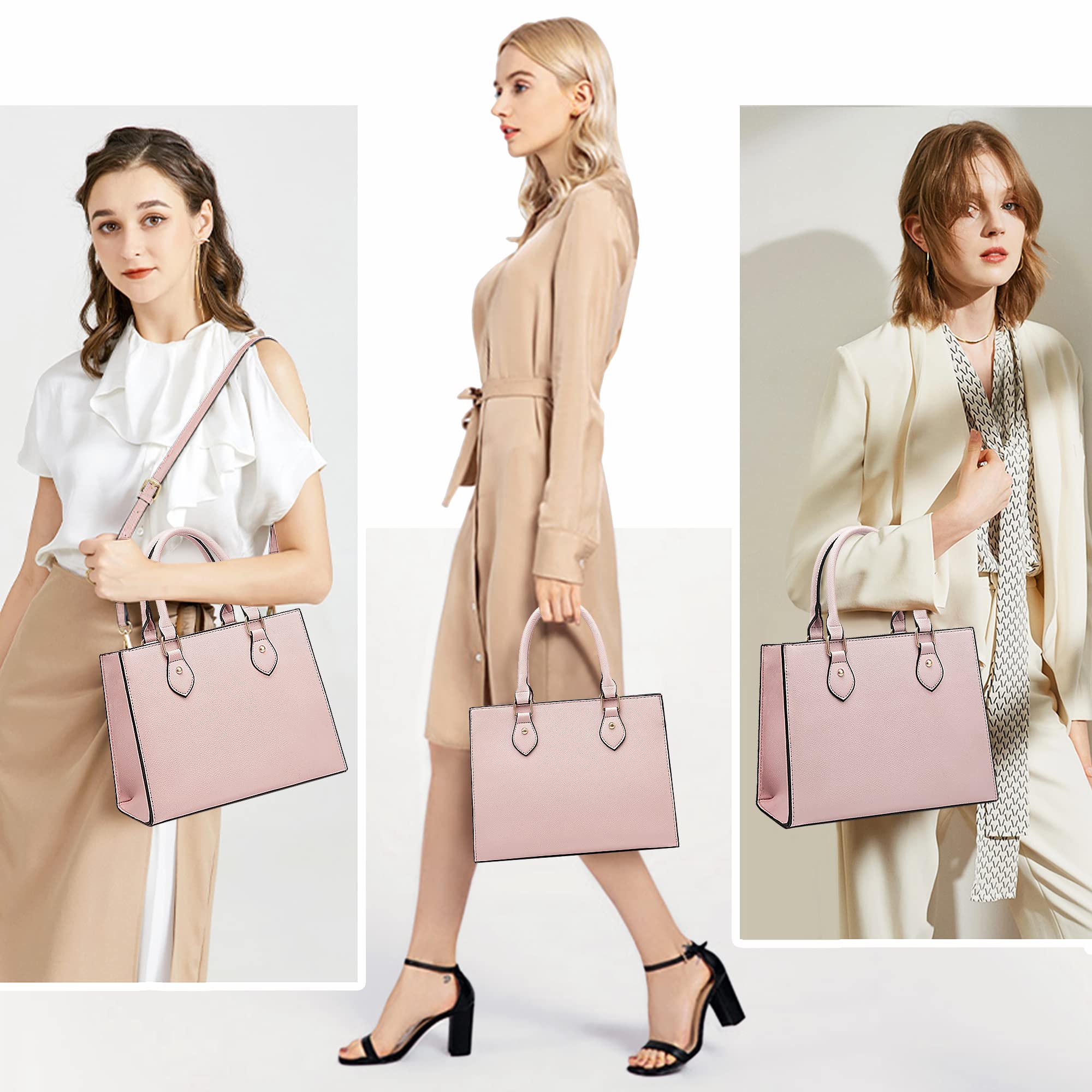 CHICAROUSAL Crossbody Purses and Handbags for Women PU Leather Tote Top Handle Satchel Shoulder Bags: Light Pink