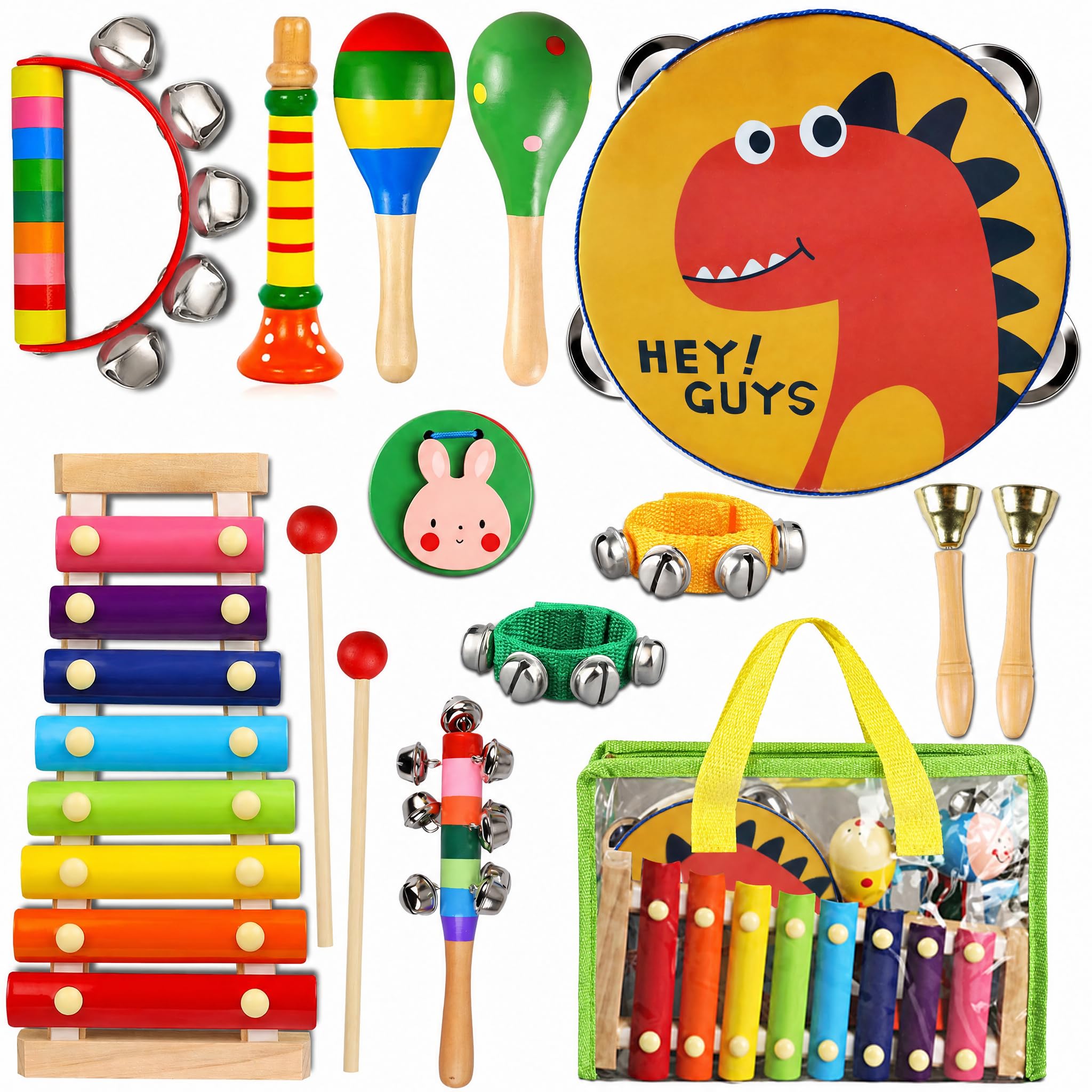 Ensemble Batterie En Bois Pour Enfants – Xylophone, Cymbales, Tambours – Jouet éducatif Montessori Dès 1 An