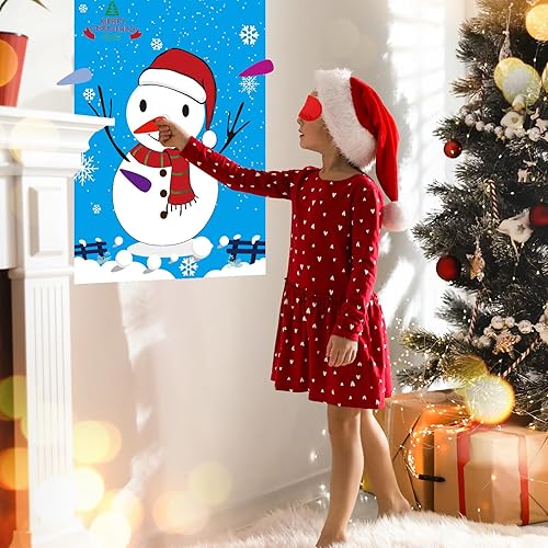 Miniatura 5 de PLULON Juegos de Navidad para niños, nariz de alfiler en muñeco de nieve, juegos de fiesta, póster grande para niñas, niños, Navidad, invierno, Año