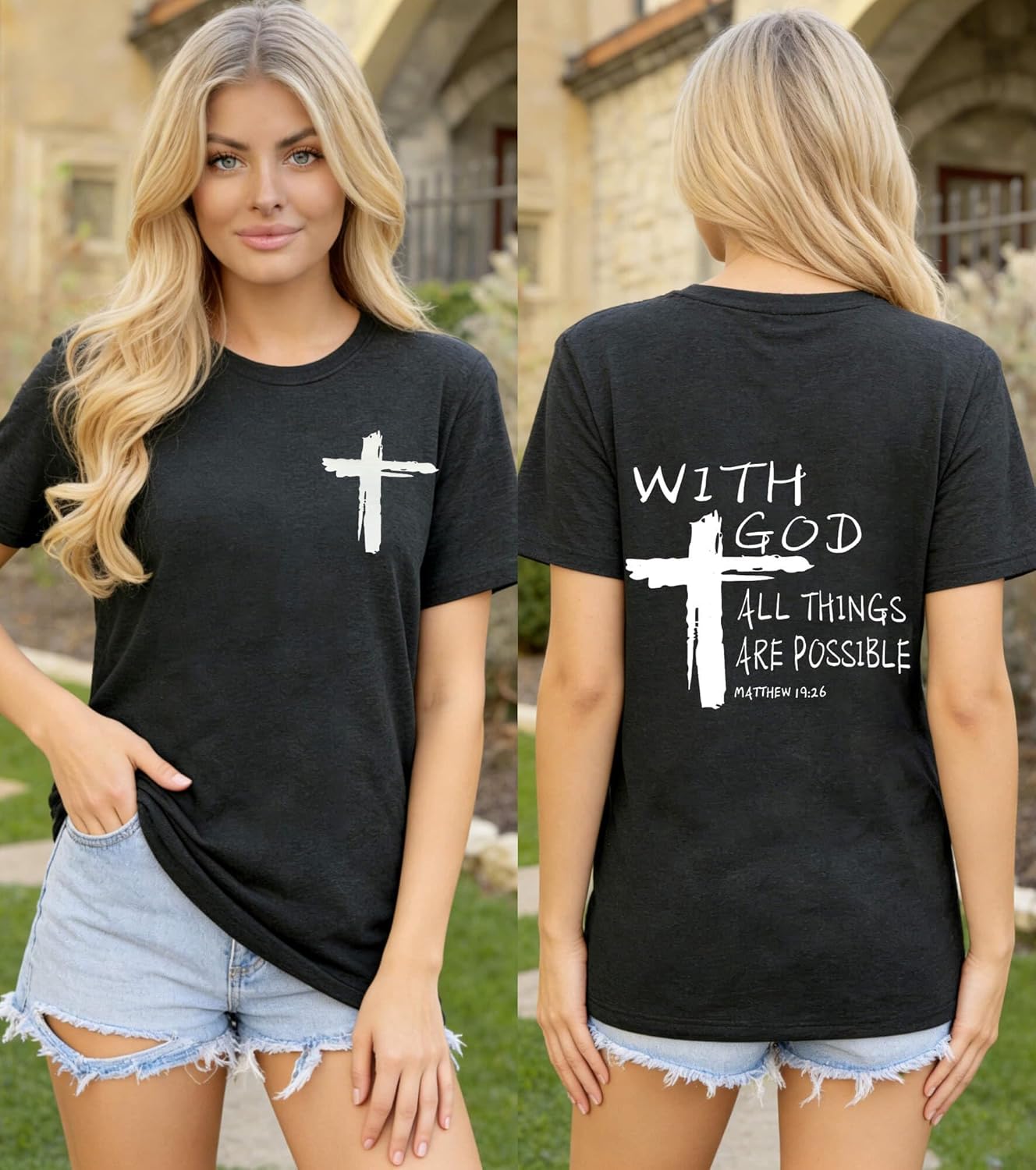 Christian Shirts for Women Walking by Faith Tripping Constantly Religious Tshirt Inspirational Bible Verse Tee - Image 2