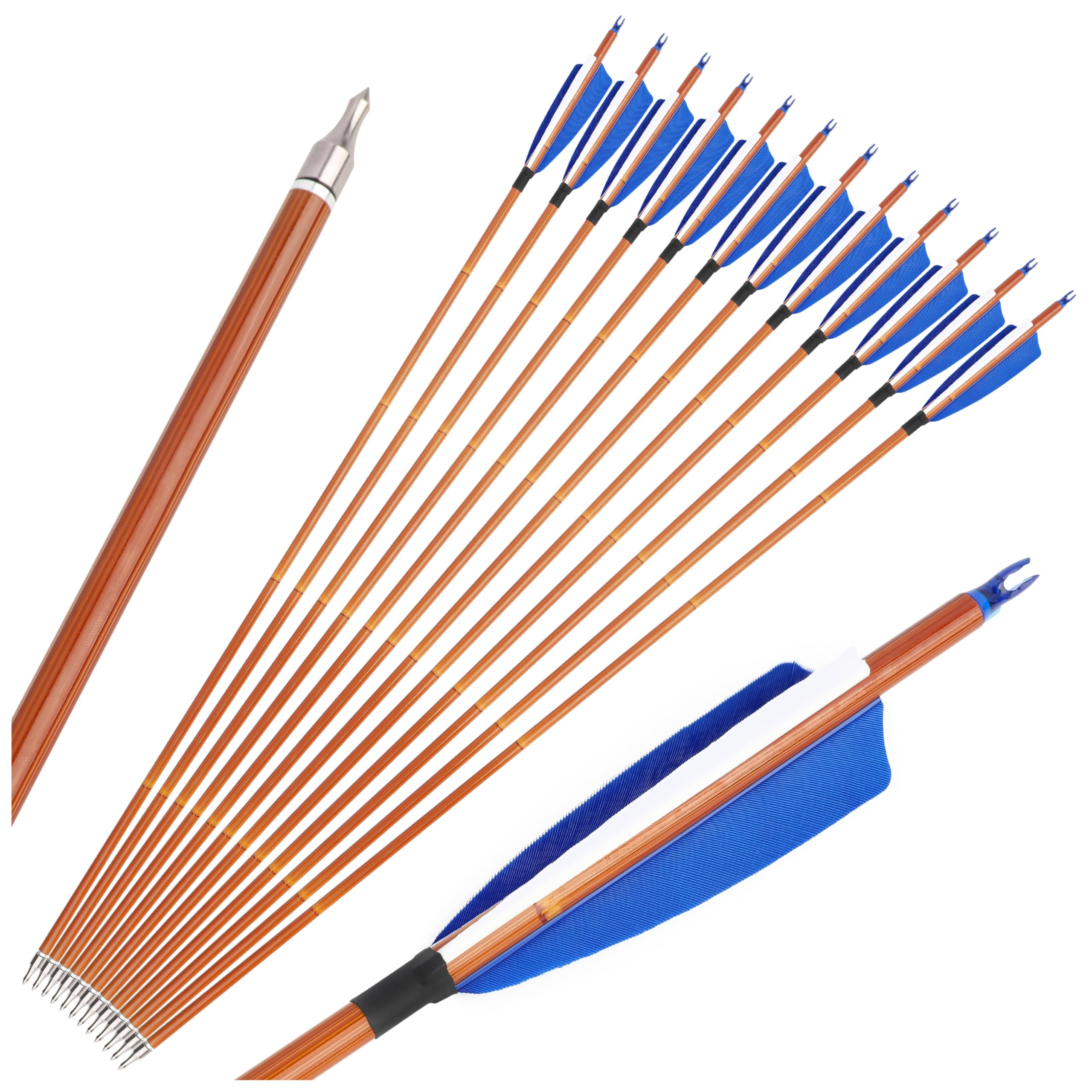 12 Flechas de Tiro con Arco Flecha híbrida Profesional de Carbono con Pluma Natural de 4 Pulgadas SP500 Ideal para competiciones y Entrenamientos competitivos en Interiores y Exteriores