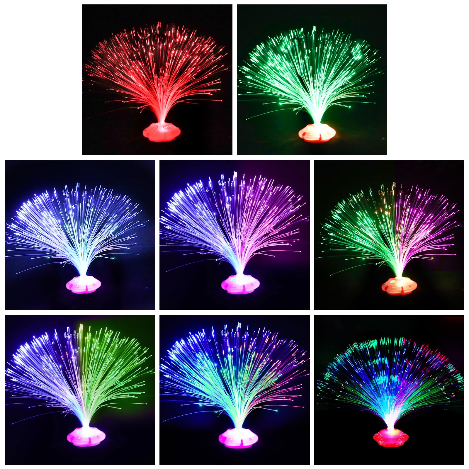 Jiusely Multicolor Fiber Optic Lamp With 8 Color Changing Light Settings - Table Night Light For Home Decoration