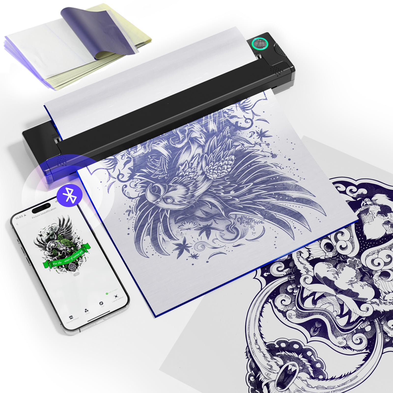 Imprimante tatouage portable sans fil pour imprimer vos stencils sans encre