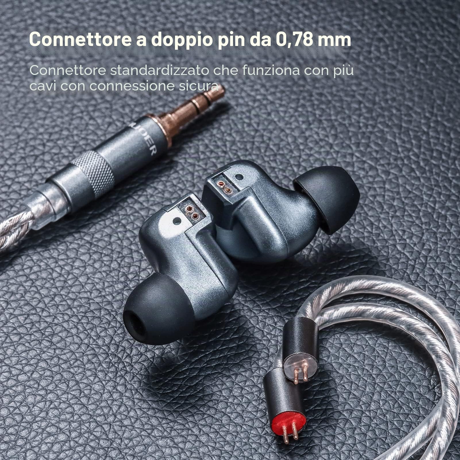 Letshuoer - Auricolari in-ear S12 con driver magnetico planare da 14,8 mm, cablati, Hi-Fi, per smartphone/PC/tablet (connettore da 4,4 mm, argento)