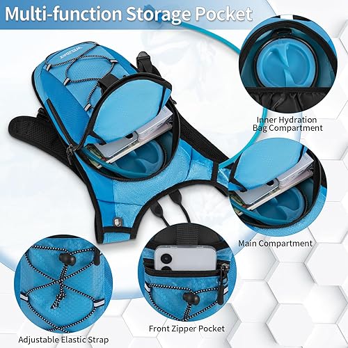 Miniatura 5 de Mochila de hidratación con vejiga de agua a prueba de fugas, mochila ligera de agua hidroeléctrica para rave, ciclismo, correr, senderismo, escalada