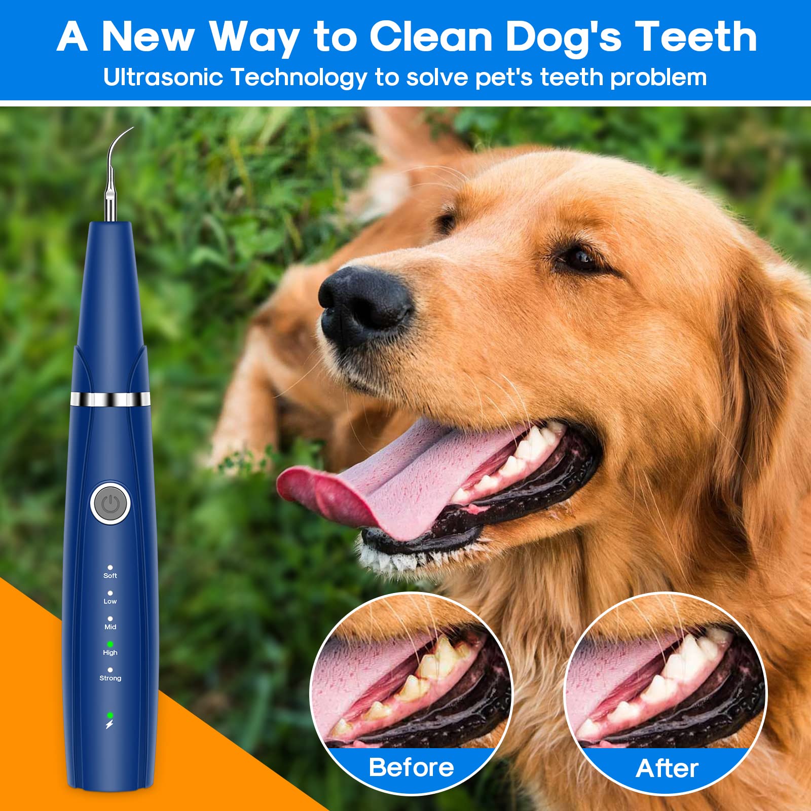 PWEZON Dog Teeth Cleaning Kit, 5-Mode LED Ultrasonic Tooth Cleaner for Dogs & Cats, Plaque & Tartar Remover - Image 2