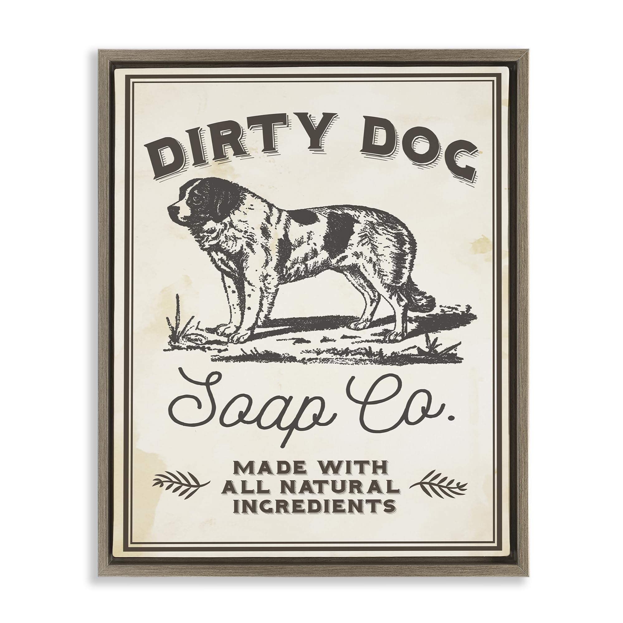 Dirty Dog Soap Vintage Sign, 25 x 31 Inch Canvas in Floater Frame