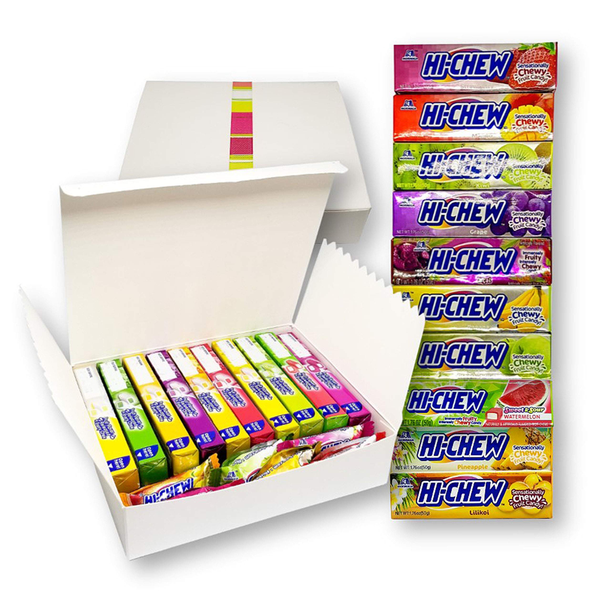 Tasty Kitchen Hi-chew Sticks, Plus 6 Surprise Individually Wrapped Flavors Boxed Set of 16 Pieces (Assorted 10 Flavours 1.76oz Each)