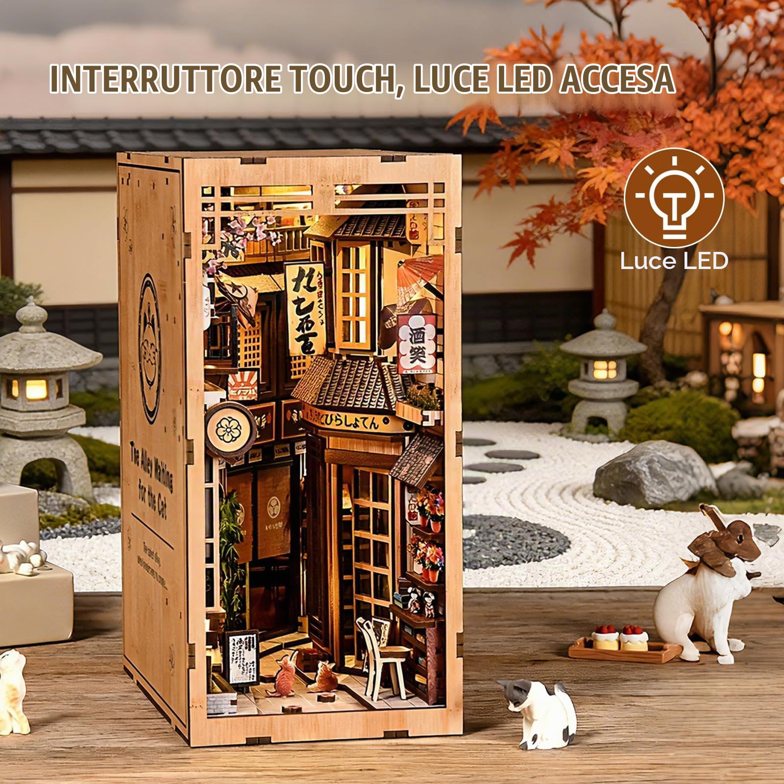 DIY Book Nook Kit Booknook Casa Miniatura Book Nook Japan | Puzzle 3D Legno per adulti & adolescenti – decorazione creativa per libreria – Regalo Natale & compleanni