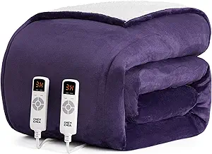 EHEYCIGA Heated Blanket Electric Blanket Queen Size - Heating Blanket with 9 Heating Levels & 10 Hours Auto Off, Soft Cozy Sherpa Washable Dual Control Blanket with Fast Heating, 84 x 90 Inches