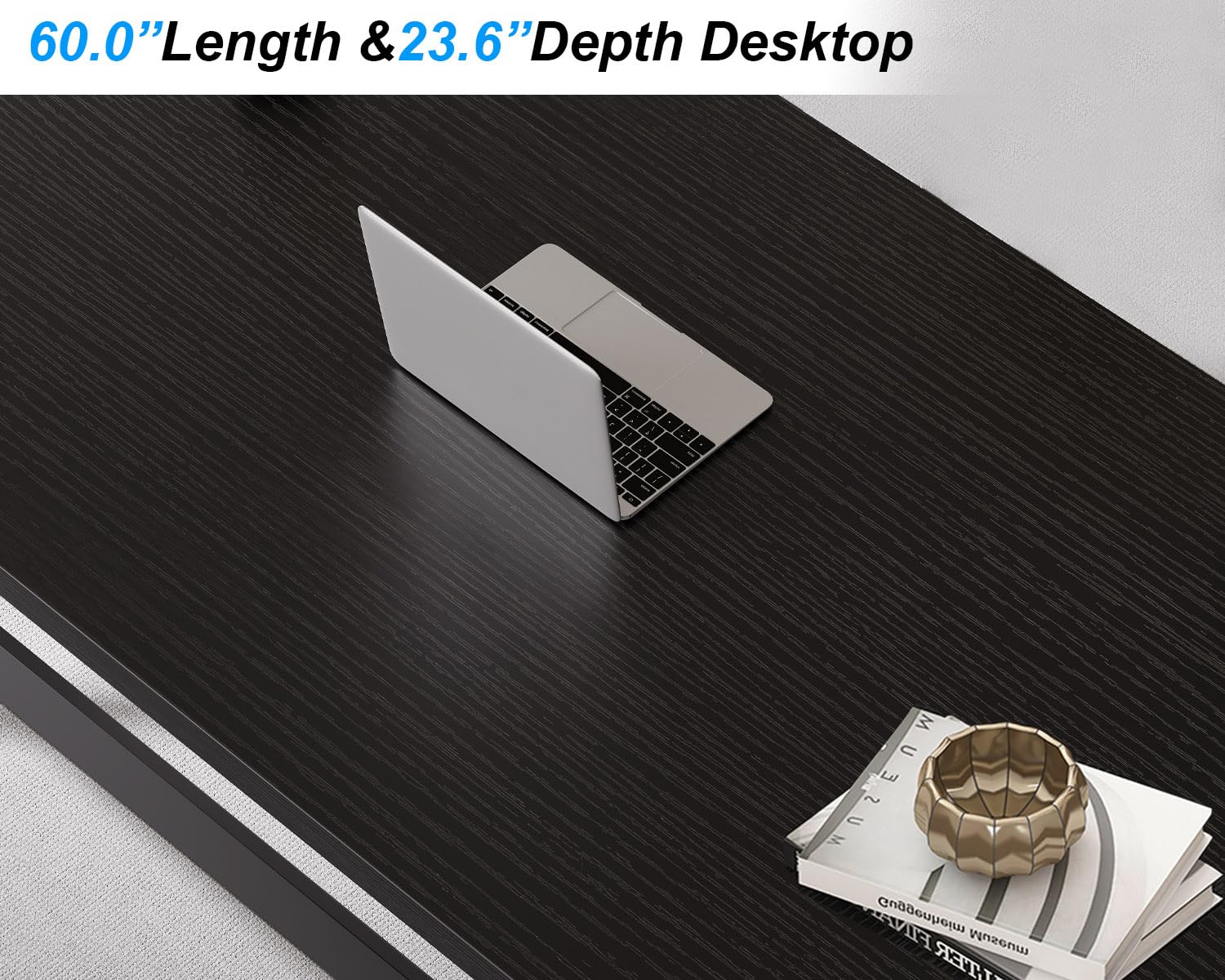 IBF Schwarz Schreibtisch Eiche PC Tisch Gaming Moderner Bürotisch 152 cm | Computertisch Bürotisch Schreibtisch klein aus Holz Eiche für Gaming PC Büro Homeoffice Arbeitszimmer