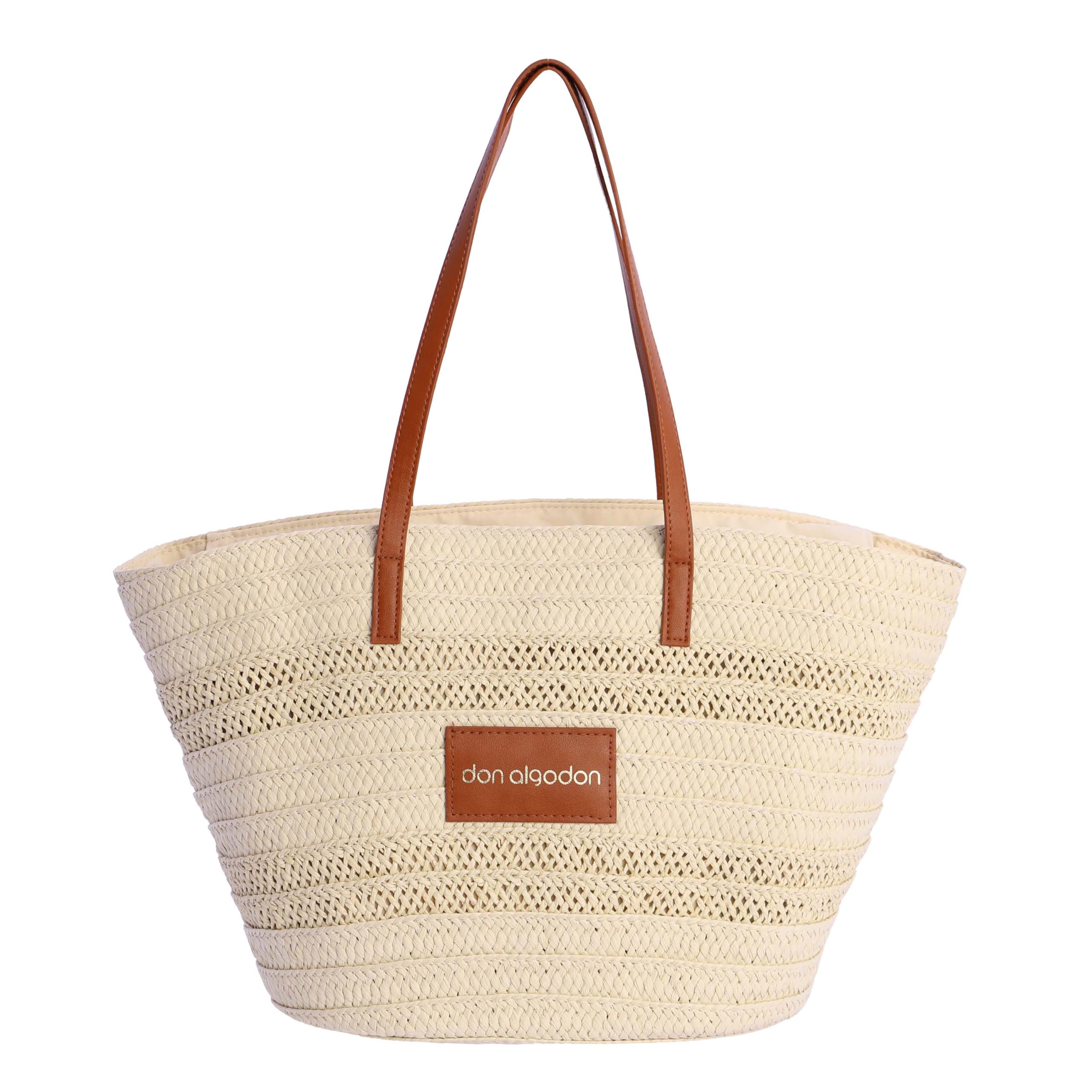 DON ALGODON Lisboa, Capazo Mujer Verano Playa Bolso Rafia
