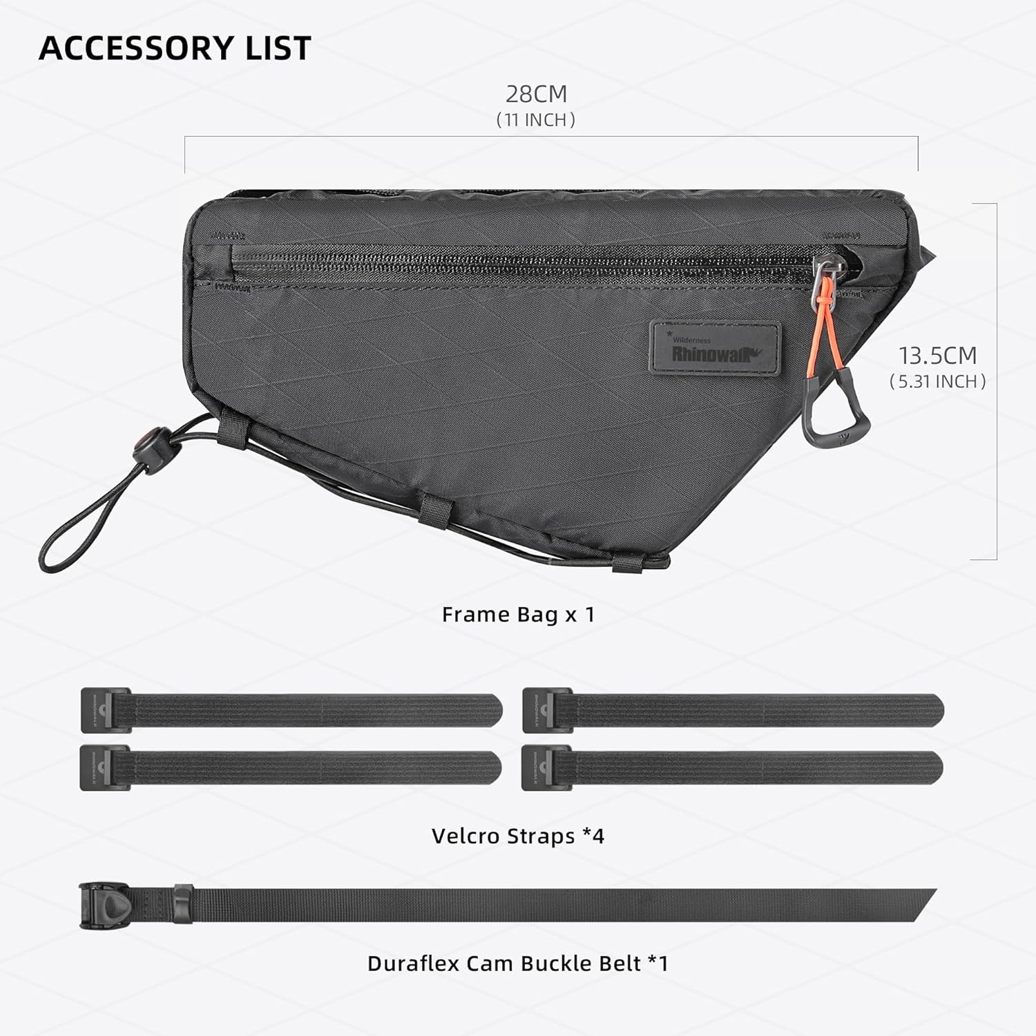 Rhinowalk Bicycle Front Frame Bag Waterproof Bicycle Bag 1.7L Cycling Accessories Nylon Pack Pouch for MTB Road Bike Cycling Commuting and Outdoor Adventures