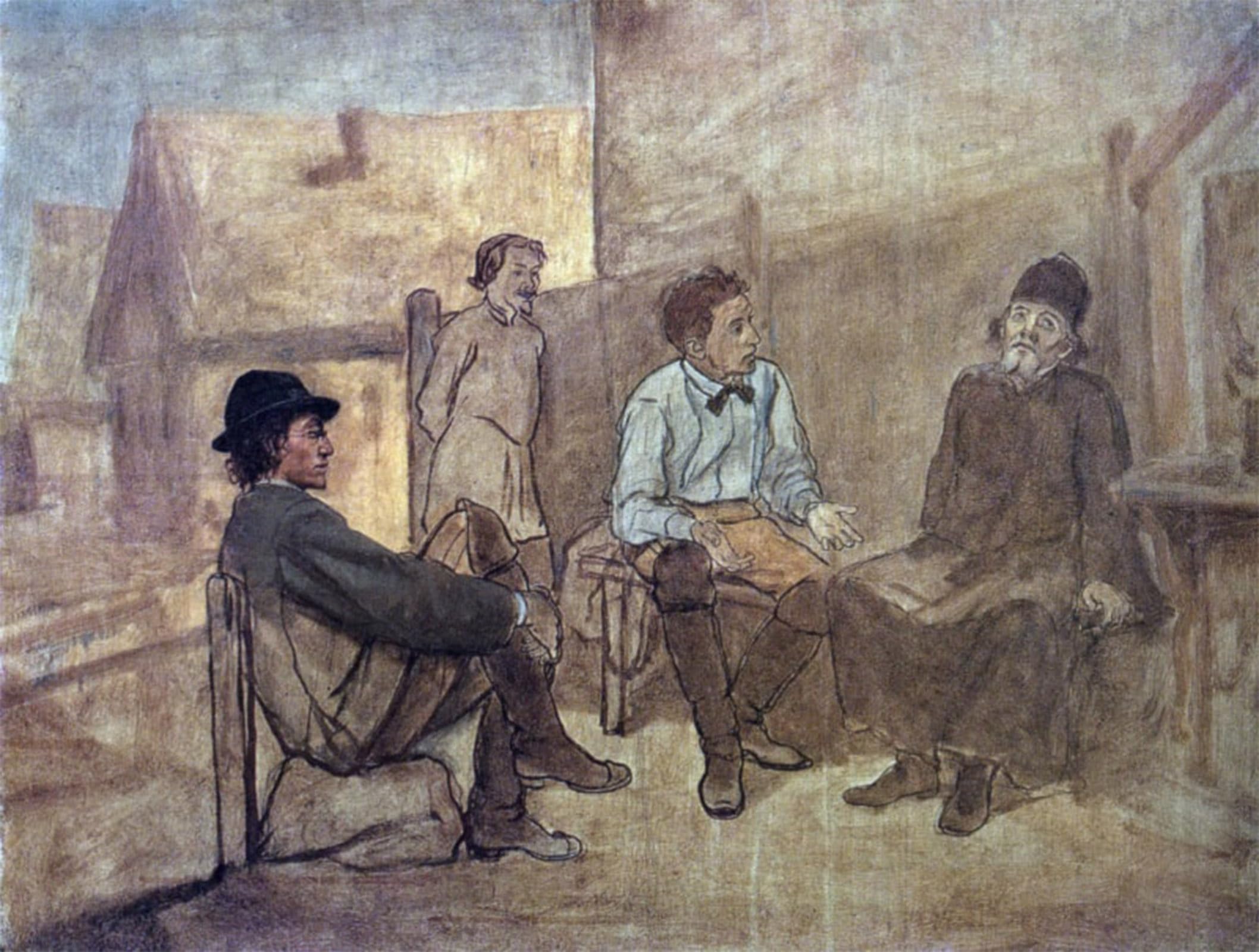 Tableau la conversation des étudiants pour habiller un grand mur vide - 5