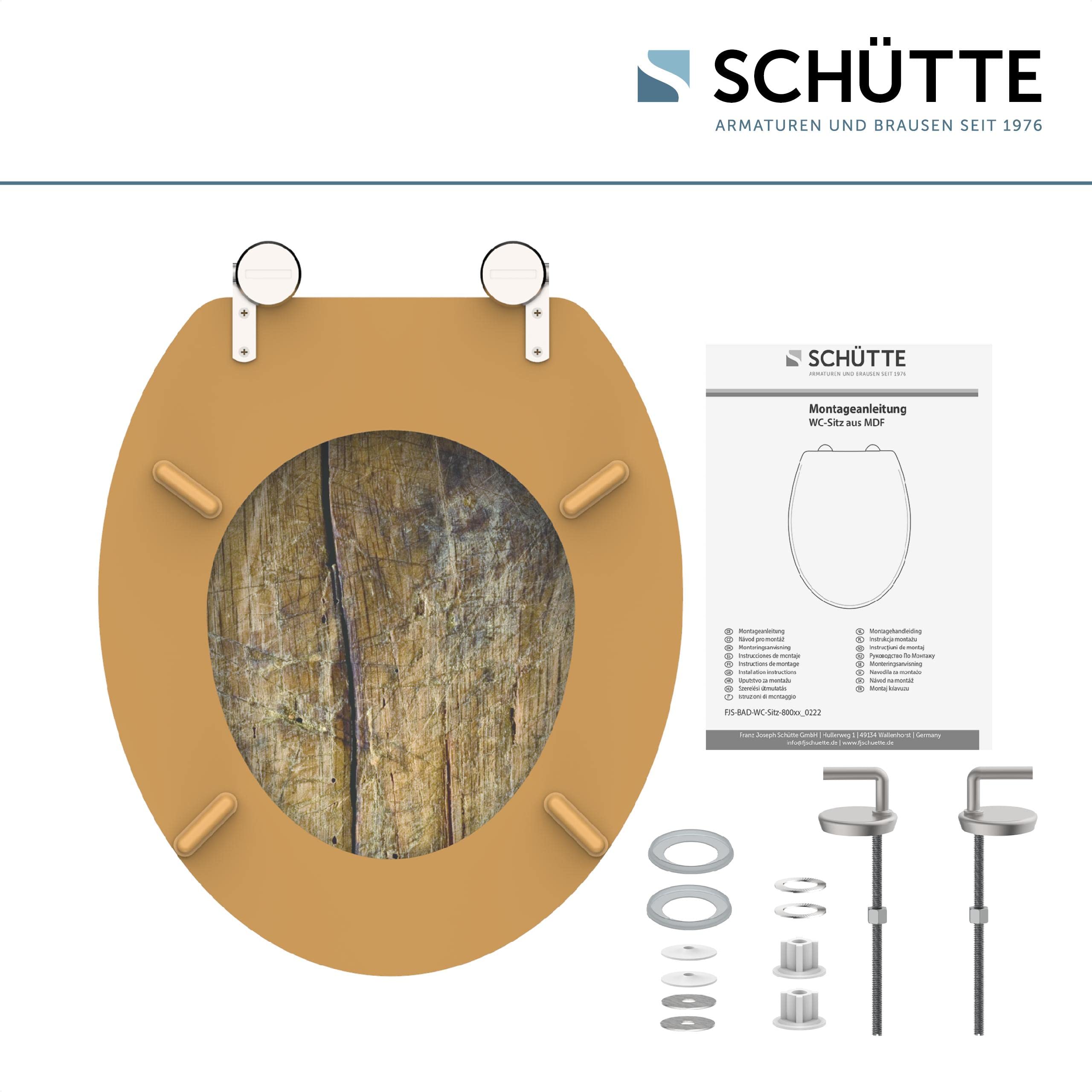 Schütte Sedile Anima Solid Wood, Adatto per Molti Commercio, Carico Massimo degli occhialini per WC, 150 kg, Motivo Effetto Occhiali e coperchi, 80024, Legno Massiccio