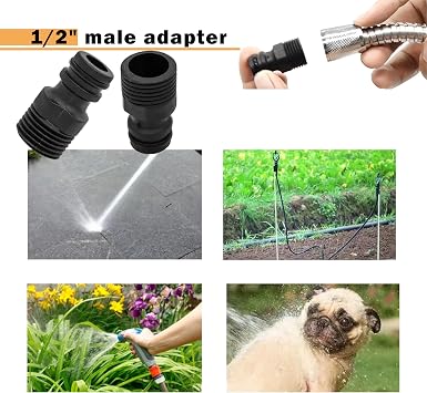 2 PCS Garden Hose Pipe Connector 1/2 inch Male Threaded Tap Connector Plastic Threaded Tap Adapter Quick Connector for Garden Nozzle