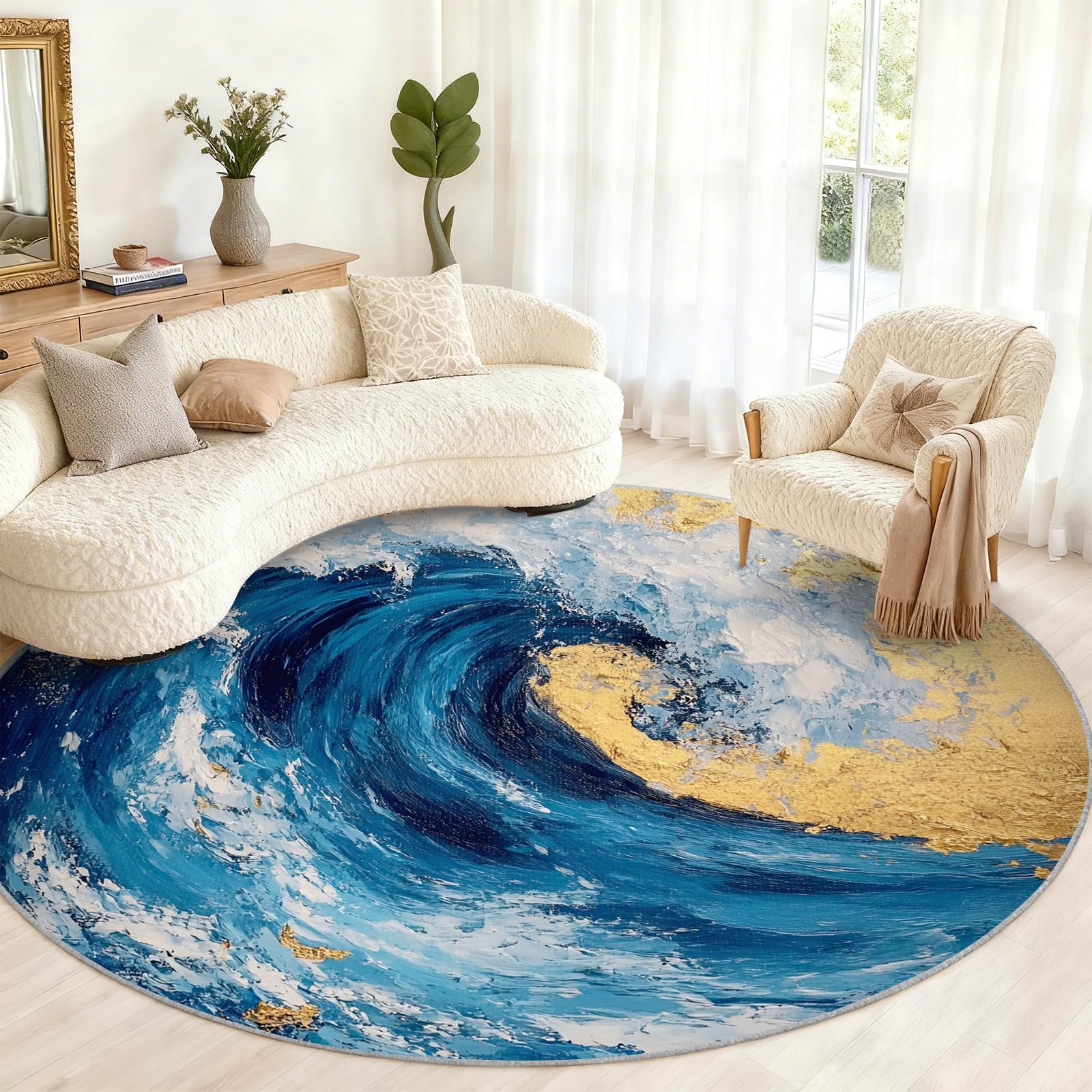 Tapis rond lavable 100 cm pour chambre d'enfant et décoration d'intérieur