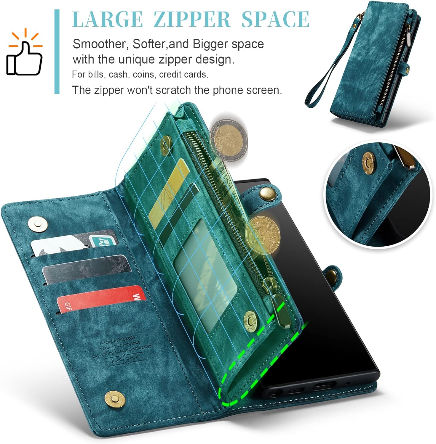 Asuwish Phone Case for Samsung Galaxy Note 20 Glaxay Note20 5G Zipper Wallet Detachable Cover with Tempered Glass Screen Protector and Flip Card Holder Cell Gaxaly Notes 20s Twenty Not S20 Women Blue