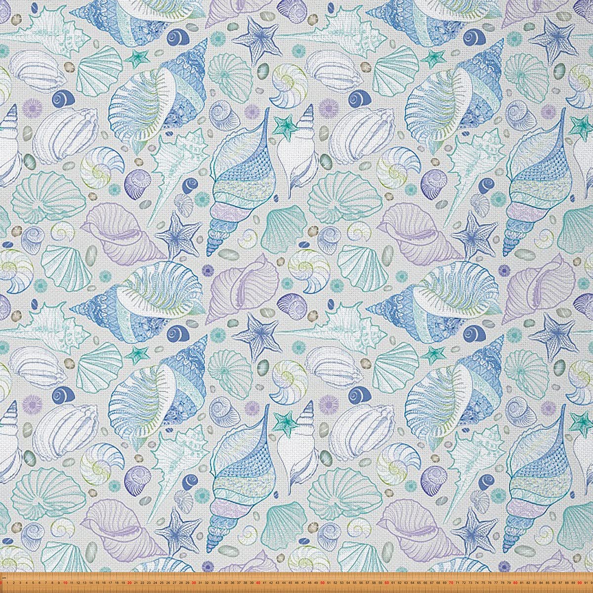 Ocean Shells Upholstery Fabric for Chairs,Marine Beach Starfish Fabric by The Yard,Summer Sea Life Animals Fabric for Upholstery and DIY Projects,5 Yards,(L460*W150cm) Blue Teal