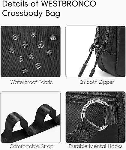 Miniatura 5 de WESTBRONCO Bolsos cruzados pequeños para mujer de nailon con correa ajustable, mini bolso cruzado, bolsa de hombro, entrenamiento de viaje