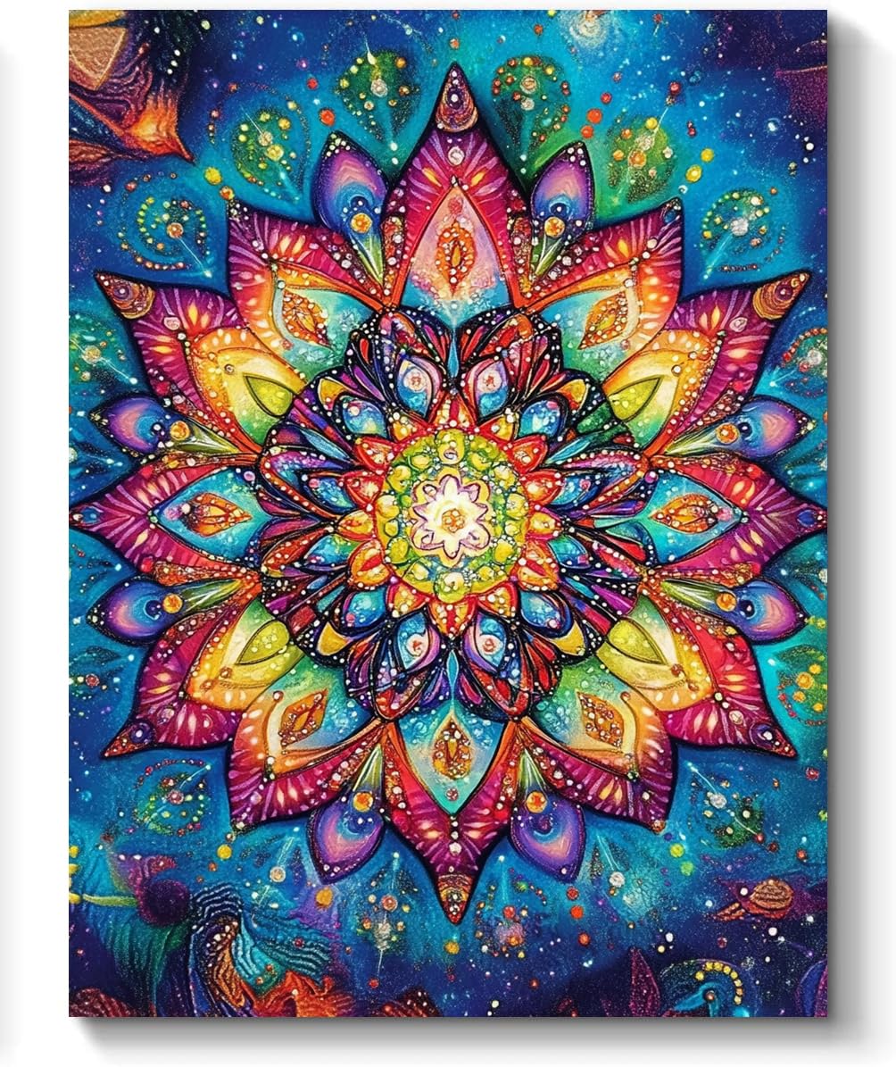 Colorful Mandala Paint by Numbers Kit for Adults, 16"x20" Canvas Painting Kit for Beginners, Modern Aesthetic DIY Paint by Number on Canvas for Home Wall Decor B714