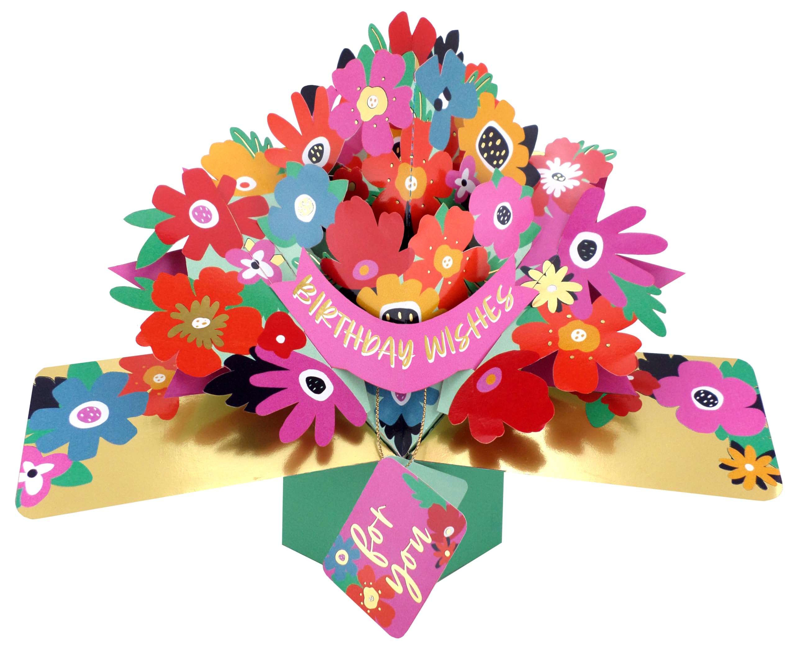 Second Nature Pop Ups Bright Flowers 3D Pop Up Birthday Greeting Card Happy Petals For You By Second Nature - Vibrant Design, Heartfelt Gift, Eco-Friendly, Intricate Craftsmanship