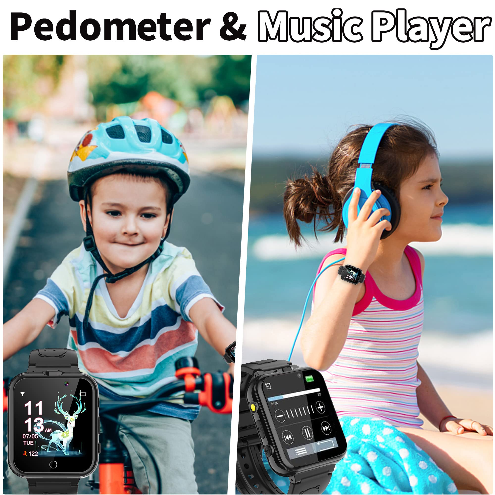 YEDASAH Smartwatch per Bambini con 24 Giochi,Orologio Smartwatch Bambini con Contapassi Calorie,Lettore Musicale,Torcia,Sveglia,Fotocamera,Regalo di Compleanno per 4-12 Anni [Scheda SD integrata]