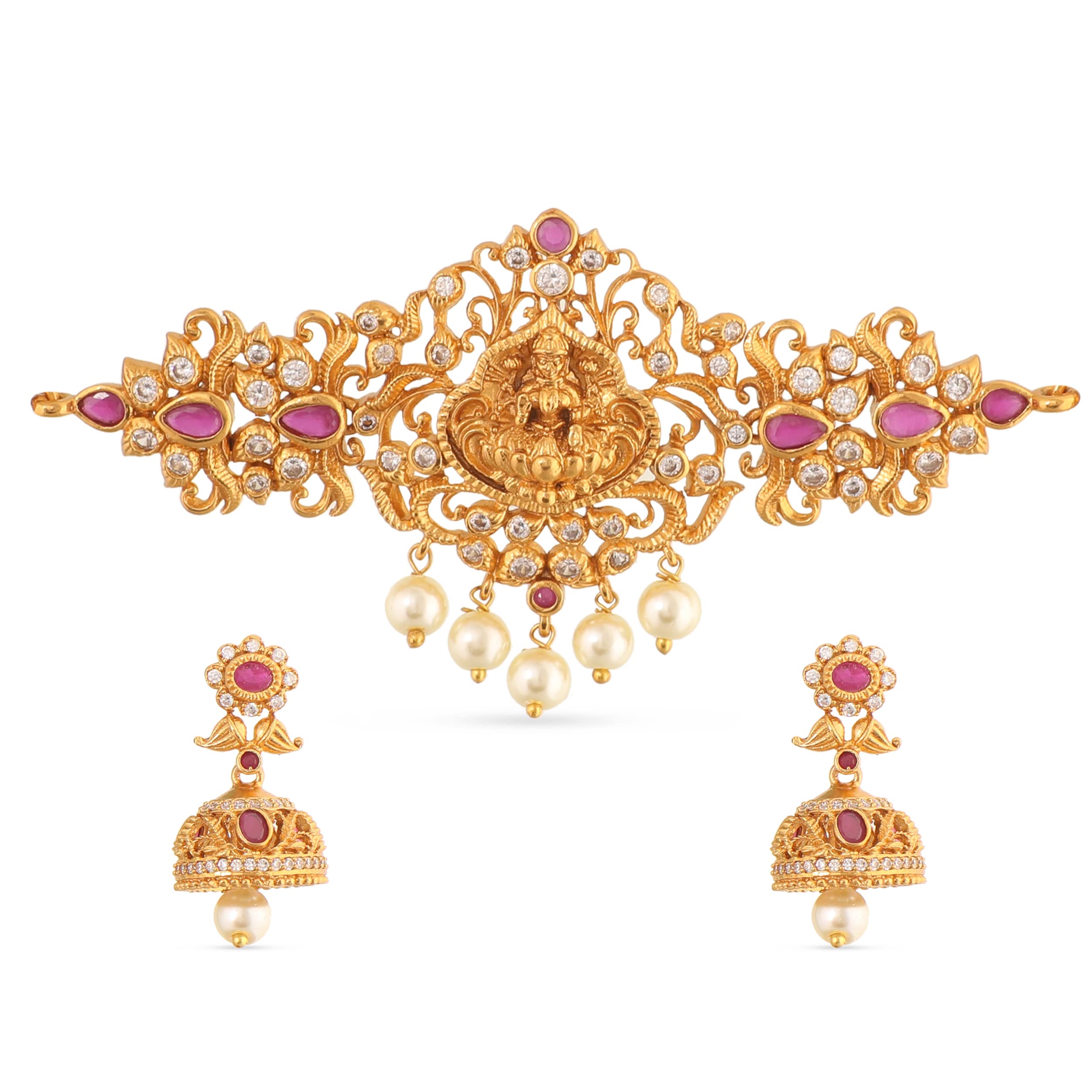 TARINIKA Antique Gold Plated Jasmin Choker Set with Lakshmi Idol Design - Jewelry Set for Women Perfect for Ethnic occasions | Traditional Jewellery For Women | 1 Year Warranty* (B08MY3DMT4) Amazon Price History, Amazon Price Tracker
