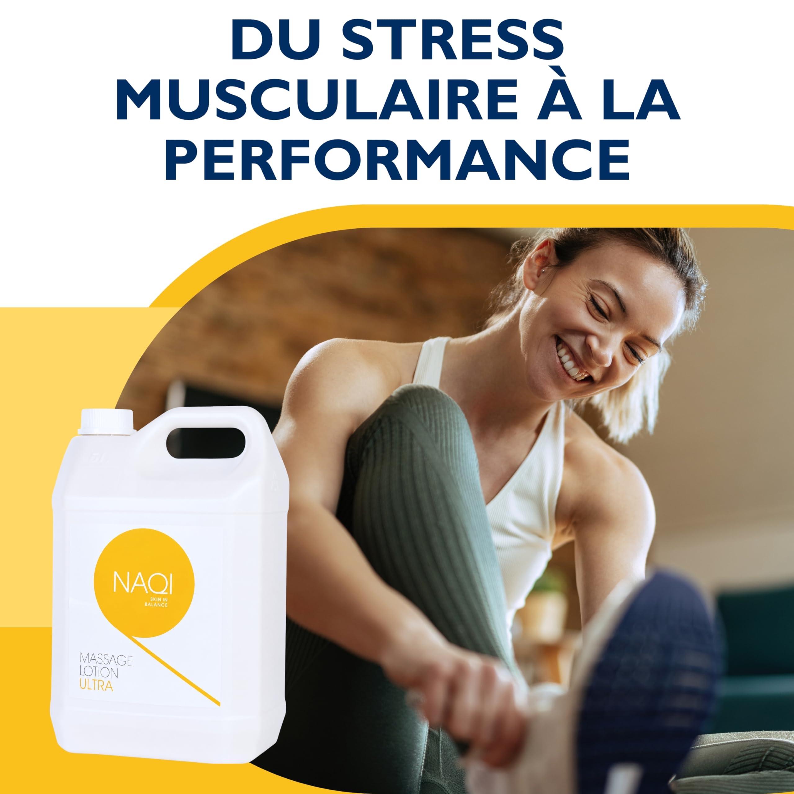 NAQI - Lotion Massage Ultra - Massage Profond des Tissus - Longue Durée & Hypoallergénique - Usage Professionnel & Personnel - Sans Parabènes - Testé Dermatologiquement - 5 l