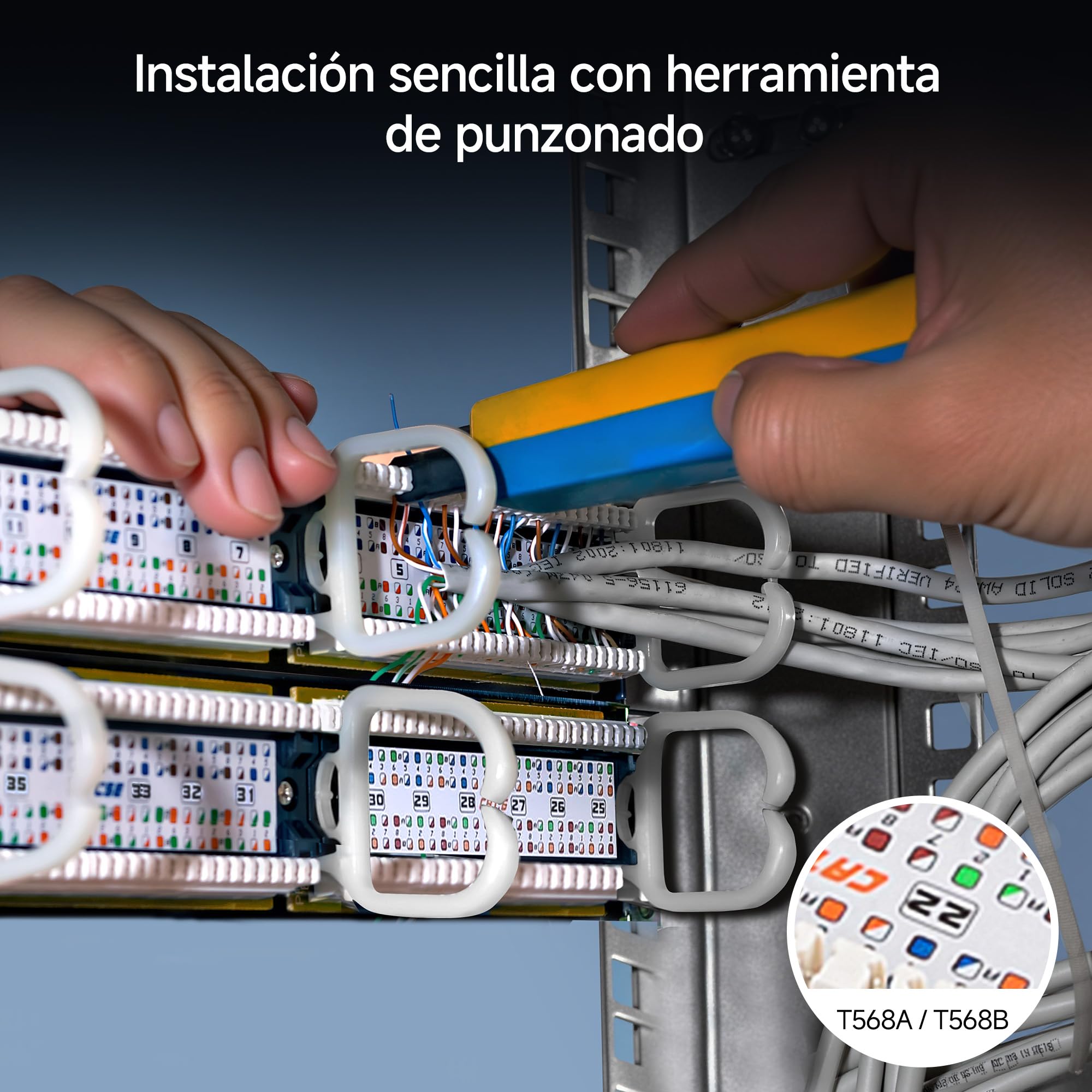 Cable Matters Panel de conexión de red de 48 puertos para montaje en bastidor o en pared 2U de 19 pulgadas para conmutador de red Gigabit, compatible con herramientas de impacto 110 o Krone
