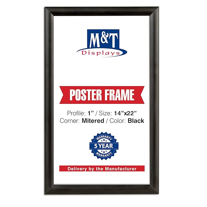 Buy M&T Displays Snap Poster Frame 14x22 Inch Black 1" Aluminum Profile