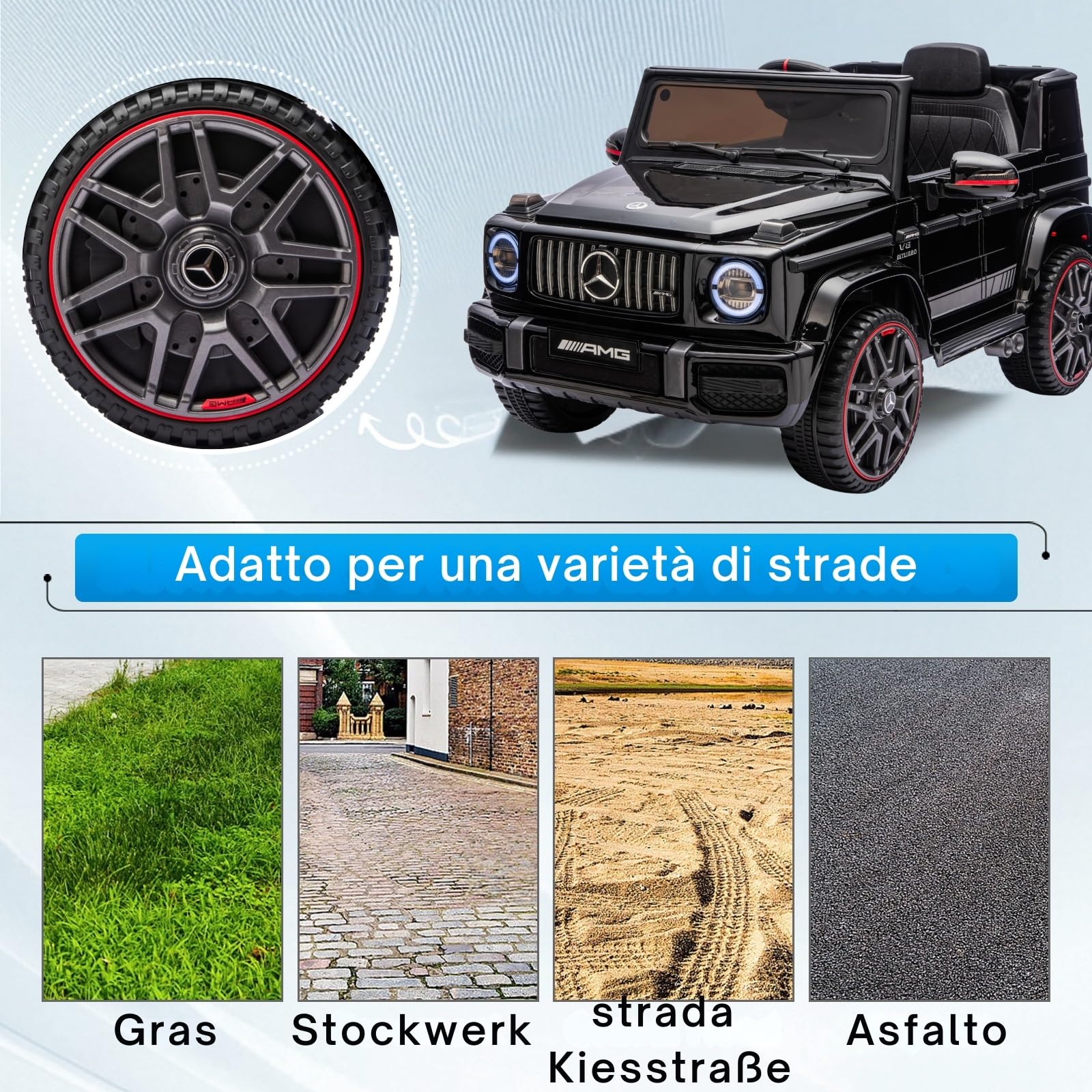 LALAHO Mcchina Elettrica Per Bambini Mercedes AMG G63 12V con Doppi Motori, Auto Elettrica per Bambini 3-5 Anni, MP3, Telecomando, Sospensioni Nero