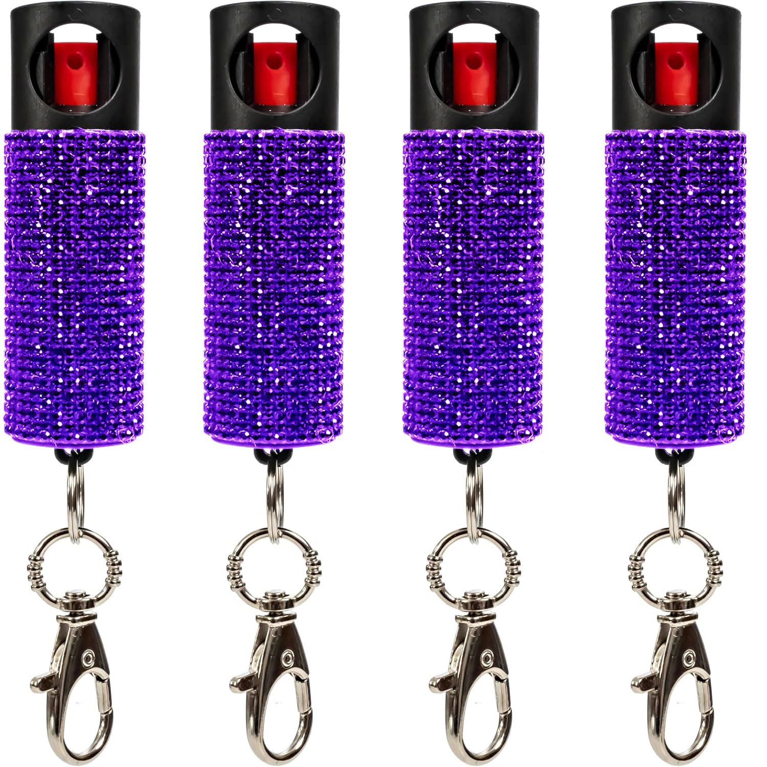 Burn Pepper Spray for Self Defense - 1/2oz Compact Pepper Spray for Women with Keychain, Maximum Strength, Police Grade with UV Dye, Ideal for Personal Safety, Joggers & Home Defense - Purple 4 Pack