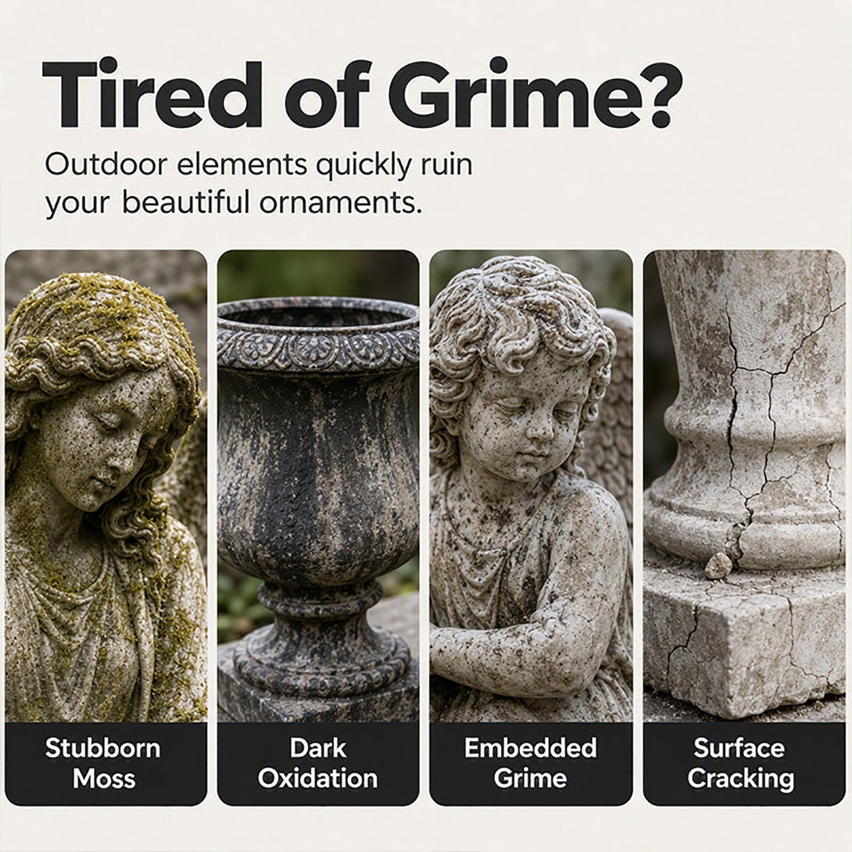 Pasta detergente per il rinnovamento delle statue da giardino, 30 g (5Pcs) | Detergente per statue da giardino, pulisce decorazioni per statuette di Natale, Halloween, pietra, mattoni e sculture