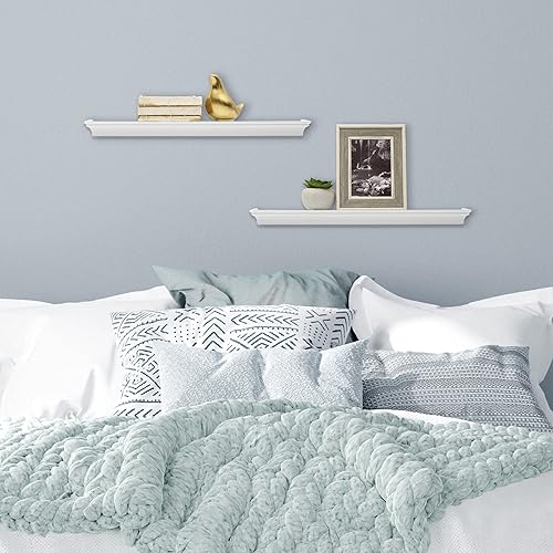 Miniatura 9 de Melannco Estantes flotantes de pared para dormitorio, sala de estar, baño, cocina, cuarto de bebé, juego de 4, negro, 4 unidades