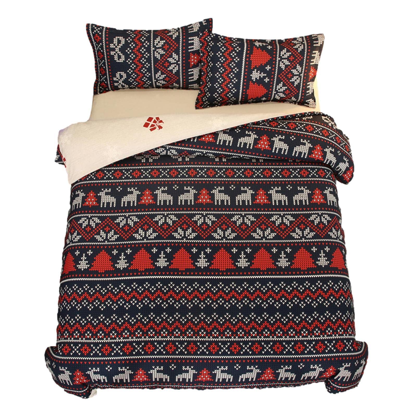 Couette de Noël avec arbres et élans pour une décoration de chambre festive et hivernale douce