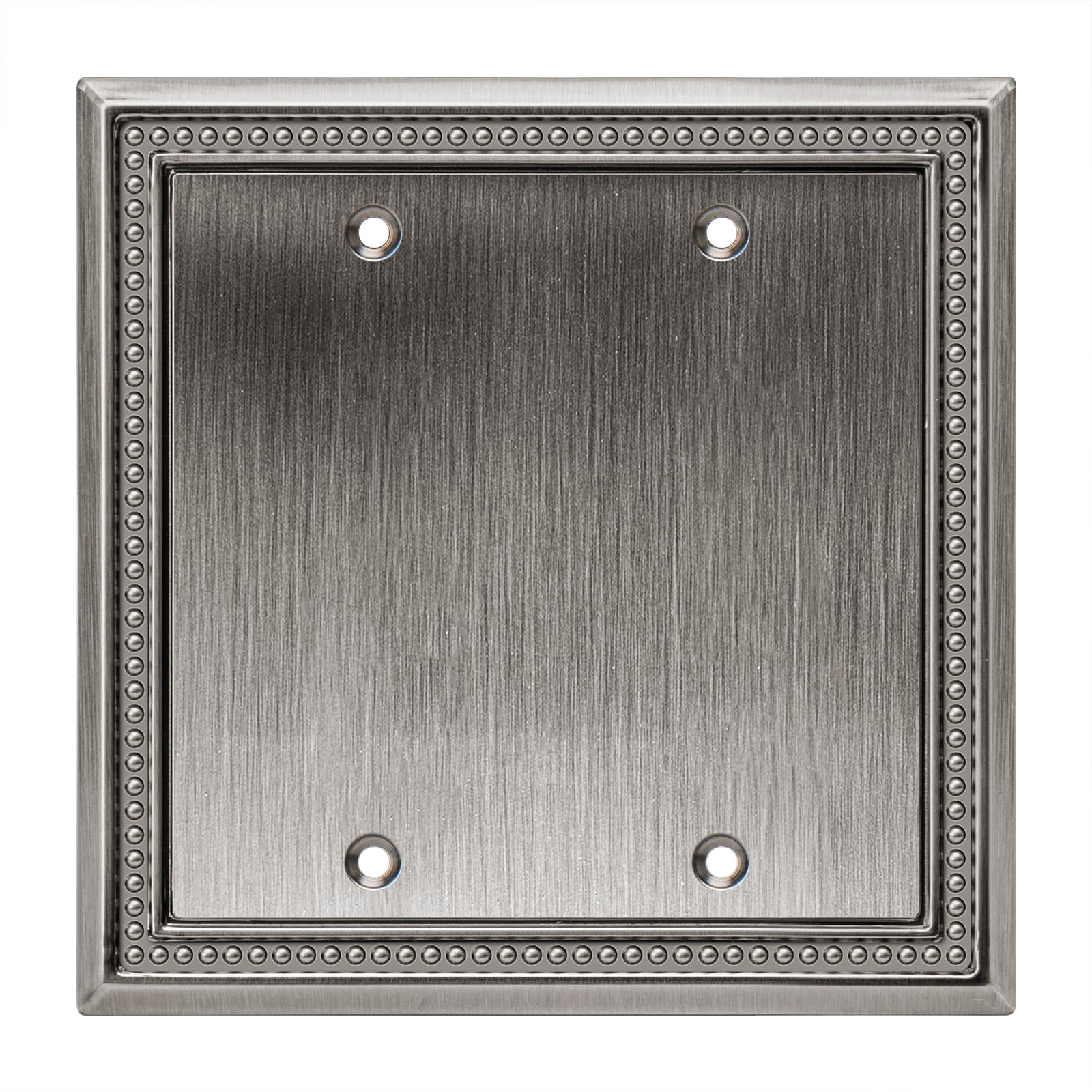 Henne Bery Sunken Pearls Heavy Duty Decorative Wall Plate Switch Plate Outlet Cover (Double Blank, Heirloom Silver)