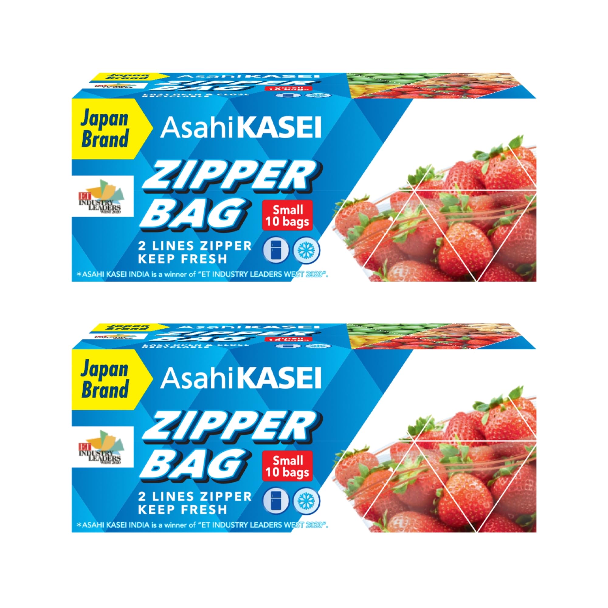 asahi kasei small zipper bag | 10 bags | pack of 2 | 100% leak-proof | double zipper lock | reusable & washable | keeps food fresh | imported from japan