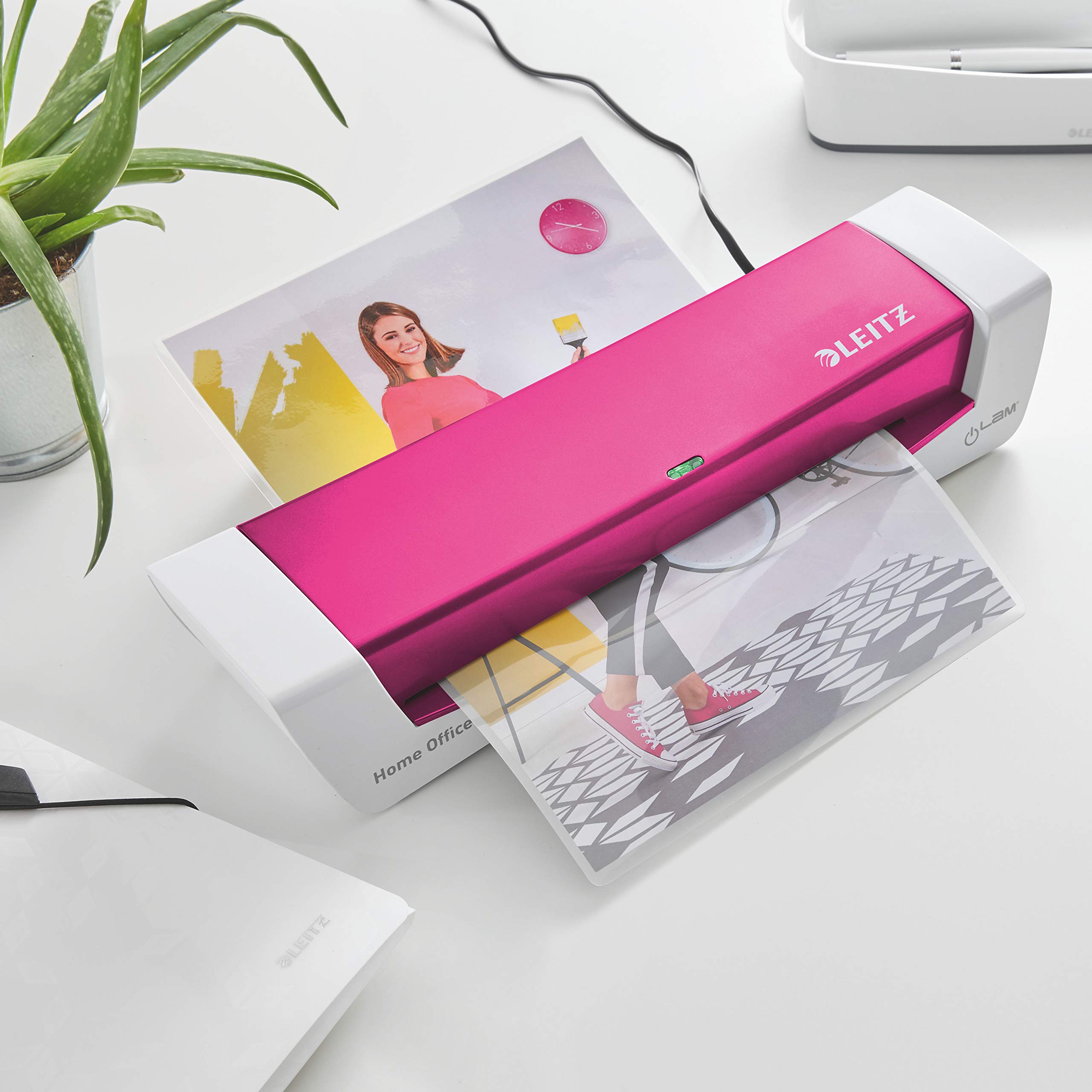 Leitz, Laminator iLAM Home Office A4, Idealny do Domowego Biura, Kolor Różowy, 73680023