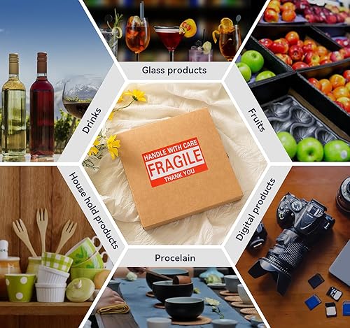 Miniatura 6 de CY115 - Calcomanías frágiles de 3 x 5 pulgadas con mango con cuidado, 500 adhesivos permanentes frágiles para envíos de vidrio en movimiento (1