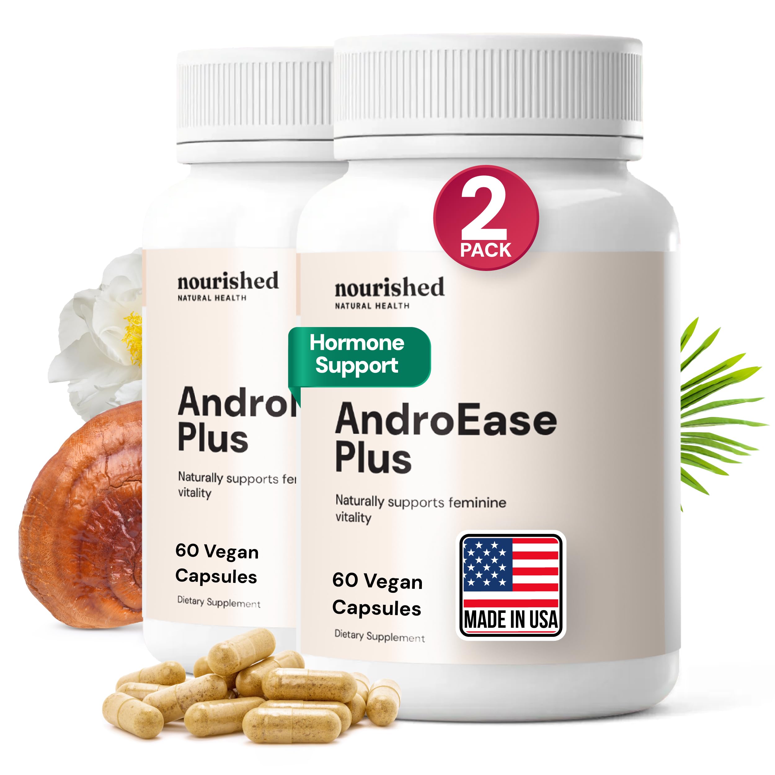 Nourished AndroEase Plus - Vegan Hormone Balance for Women, 120 Capsules