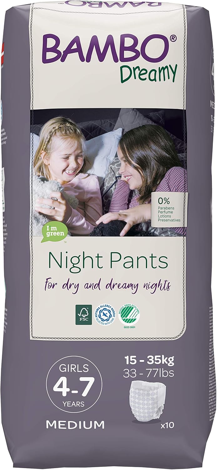 Bambo Dreamy Night Pants Nappies, Pull Up Pants, Eco Night Time Nappies
