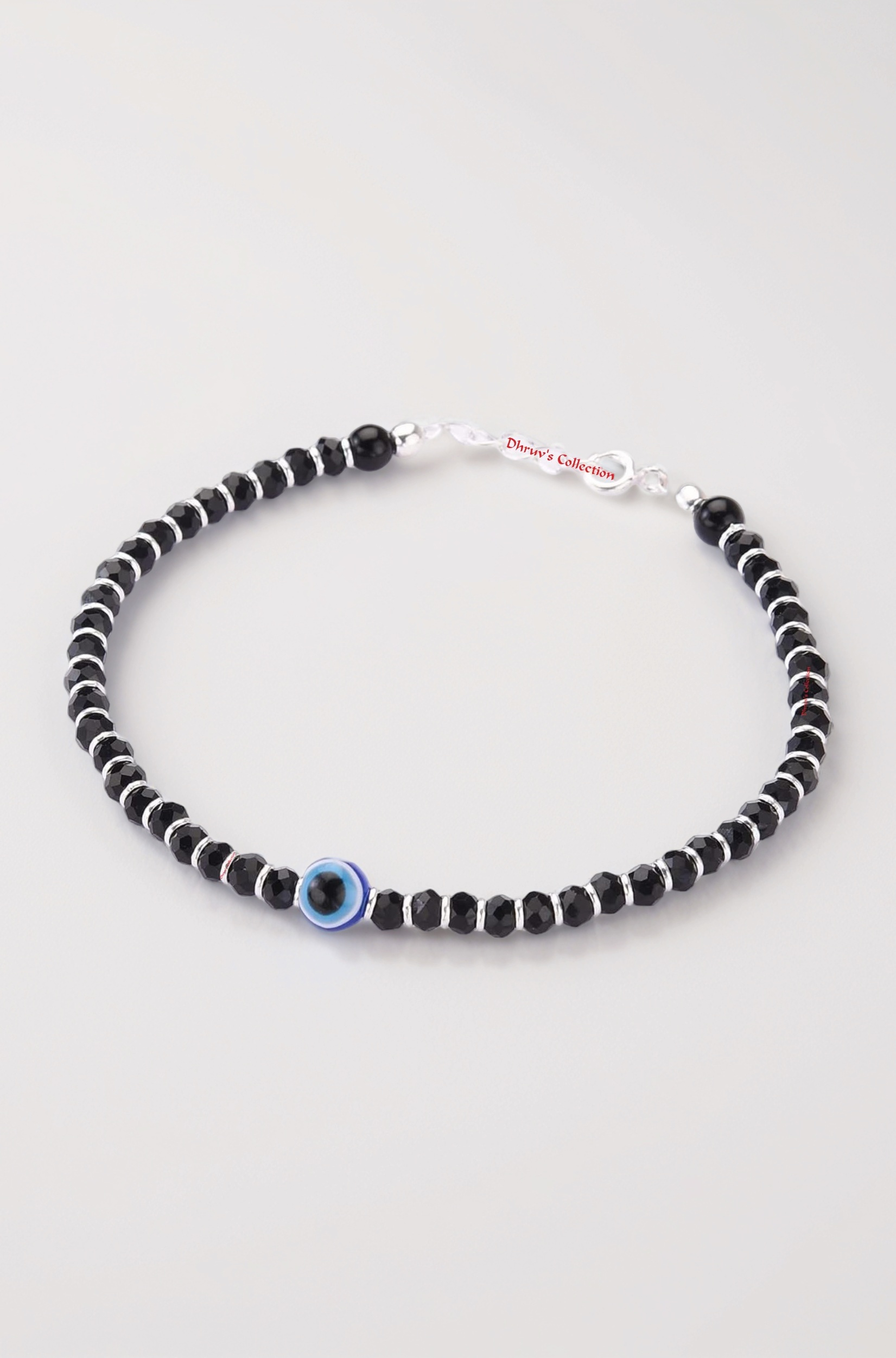 925 Sterling Silver Evil Eye Nazariya With Black Crystals Bracelet for Girls & Women | Perfect Valentine Gift For Her (6.25 Inches length + Adjustable)