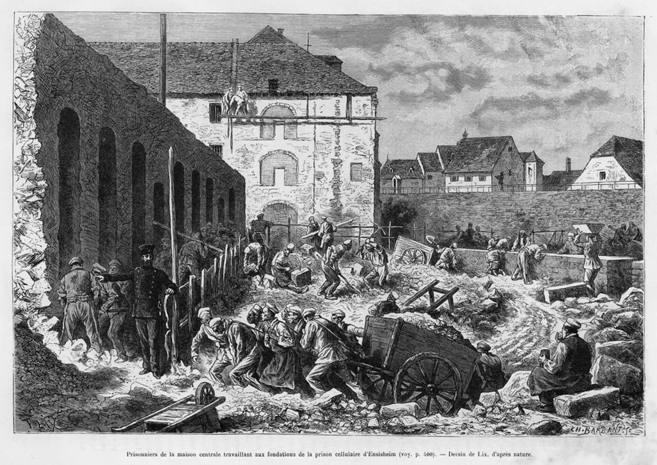 ARTXLXXBN Famous Art Print Poster Vintage Wall Art Prisoners of the Central House Working on the Foundations of the Ensisheim Cell Prison by Frederic Theodore Lix for Home Decor 60x90cm